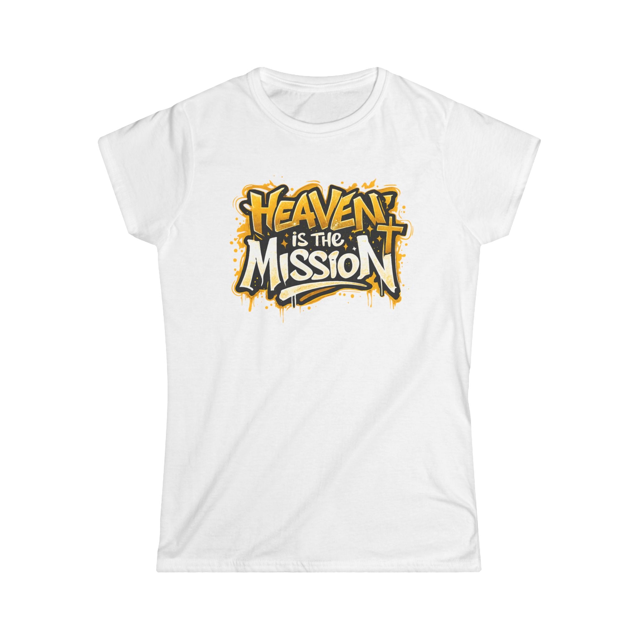 Women's Tee — "Heaven Is The Mission" Inspirational Christian Graphic Shirt