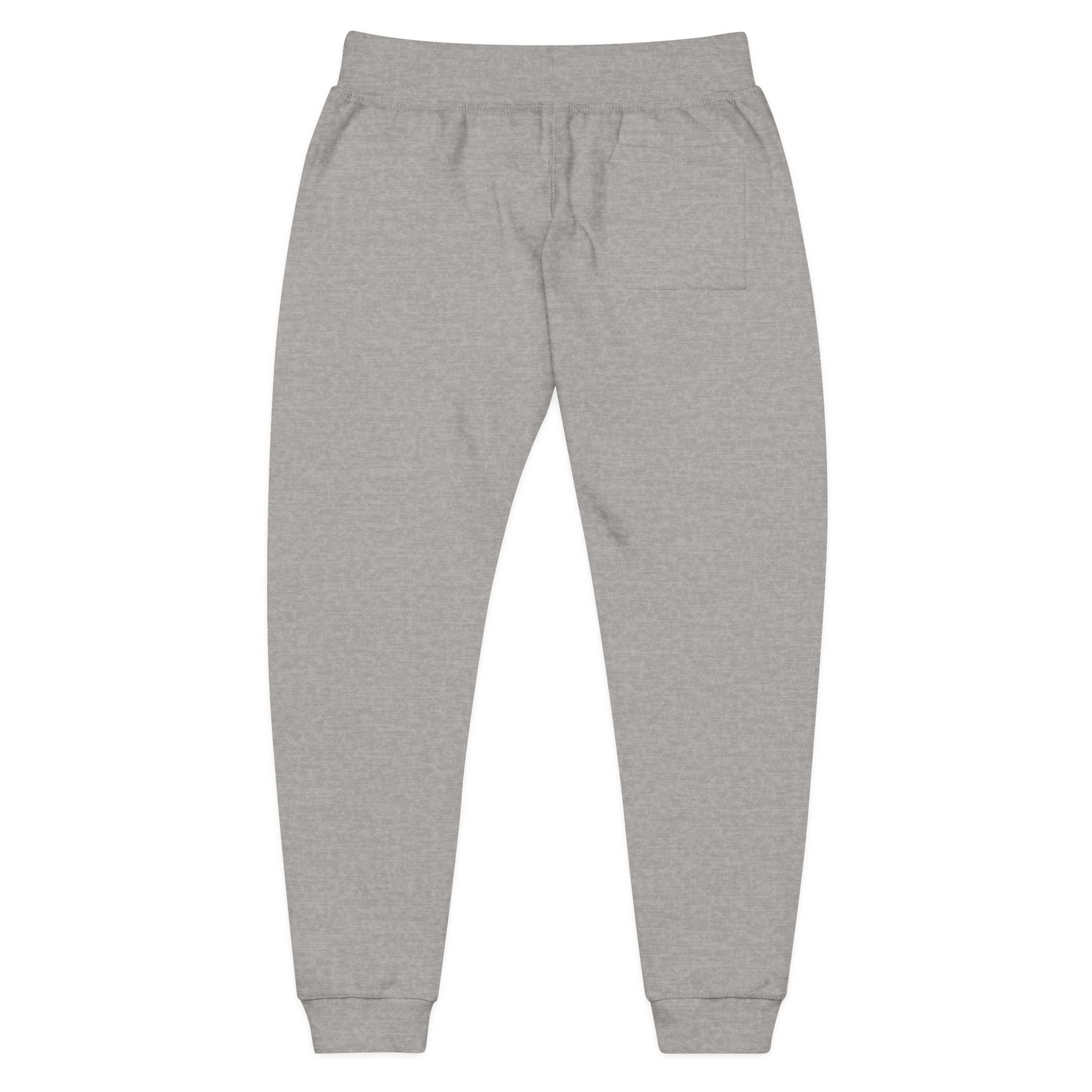 Embroidered Flame Joggers — Grey Fleece Sweatpants