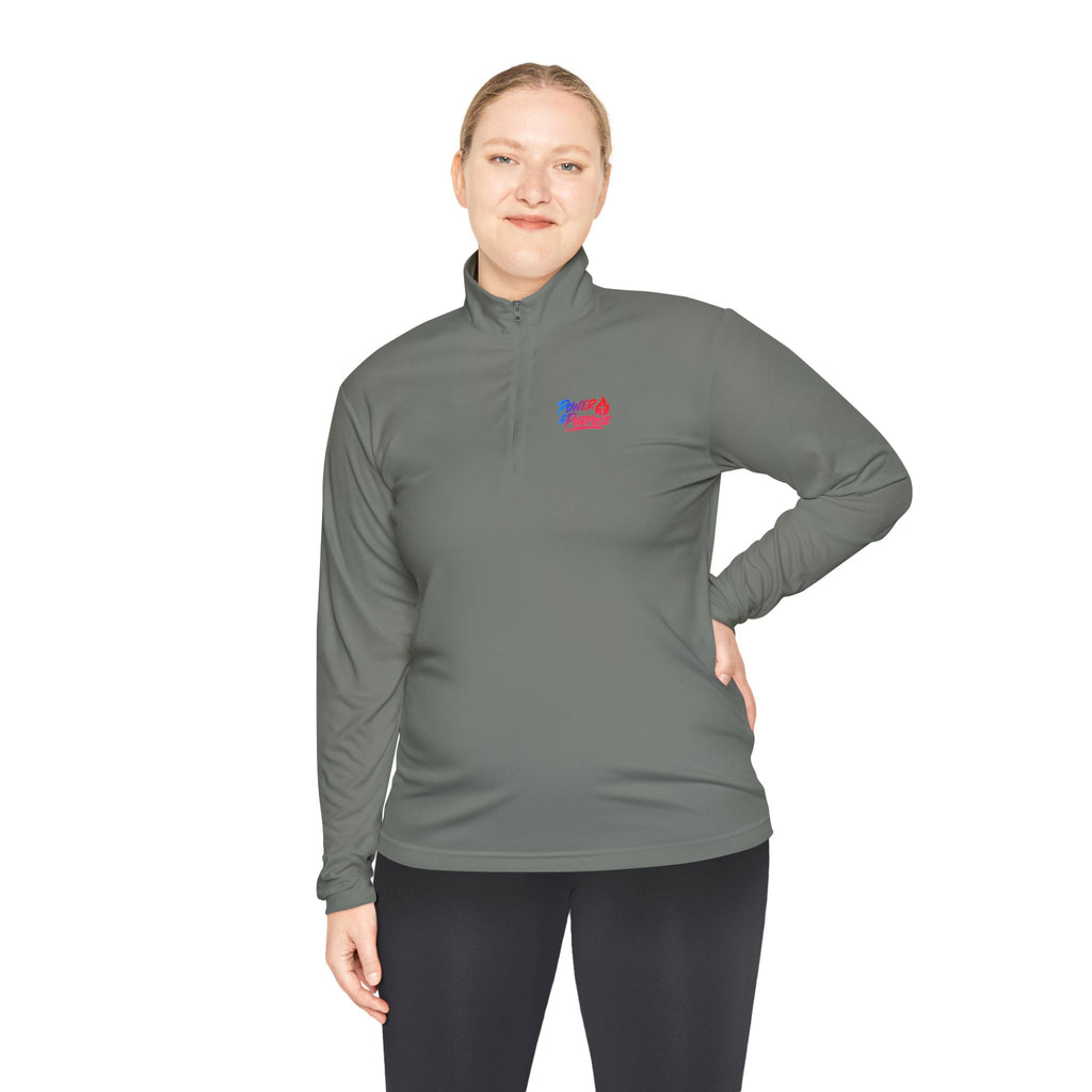 Quarter-Zip Pullover with Small Red & Blue Abstract Logo — Casual Lightweight Layer for Everyday Wear