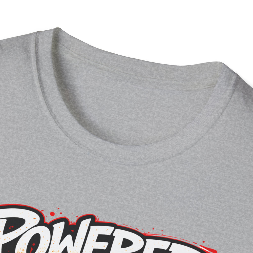 Powered by God T-Shirt — Christian Faith Graphic Tee with Battery Lightning Design