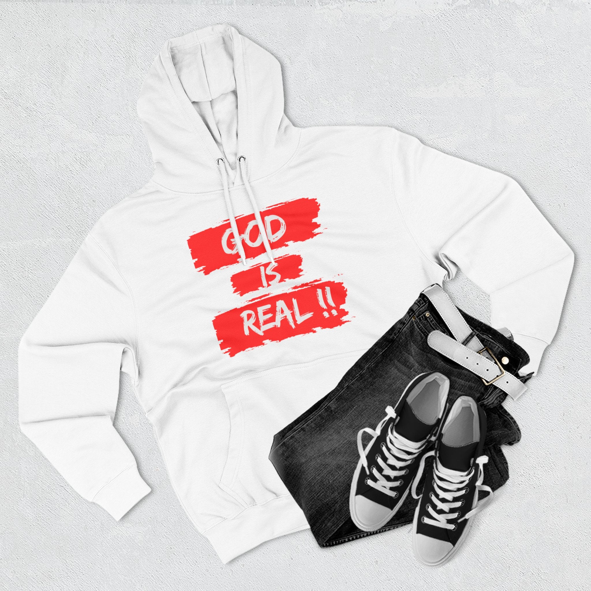 Hoodie - God Is Real Bold Brushstroke Faith Pullover