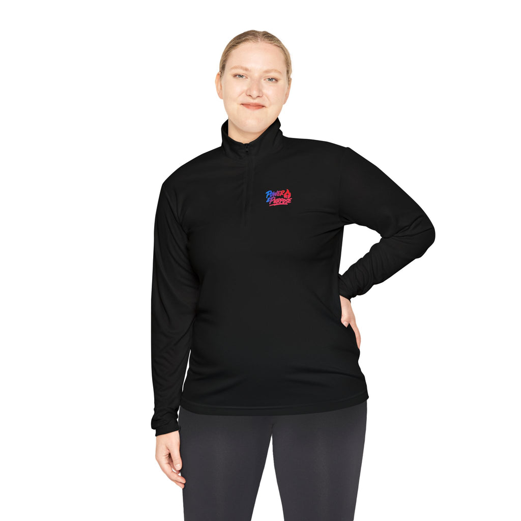 Quarter-Zip Pullover with Small Red & Blue Abstract Logo — Casual Lightweight Layer for Everyday Wear