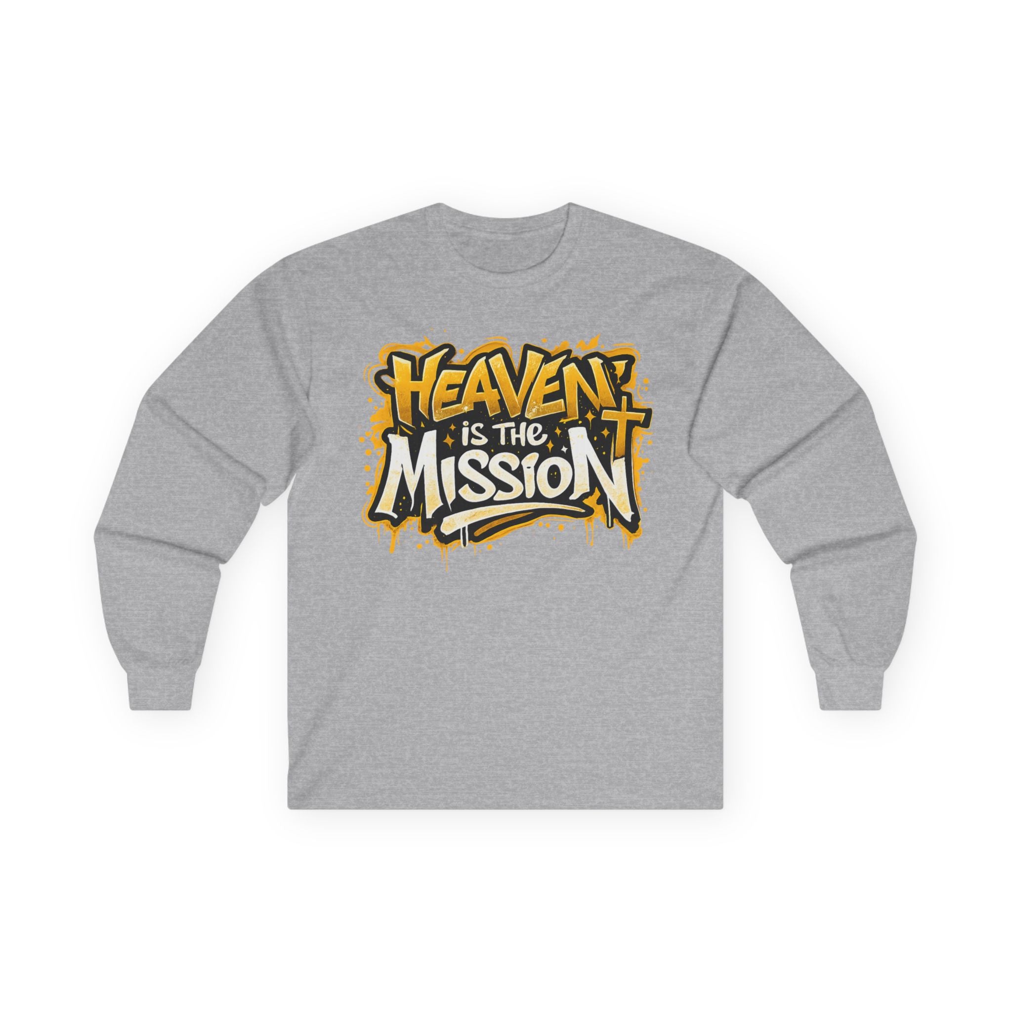 Long Sleeve Tee — "Heaven Is The Mission" Gospel Graphic Shirt