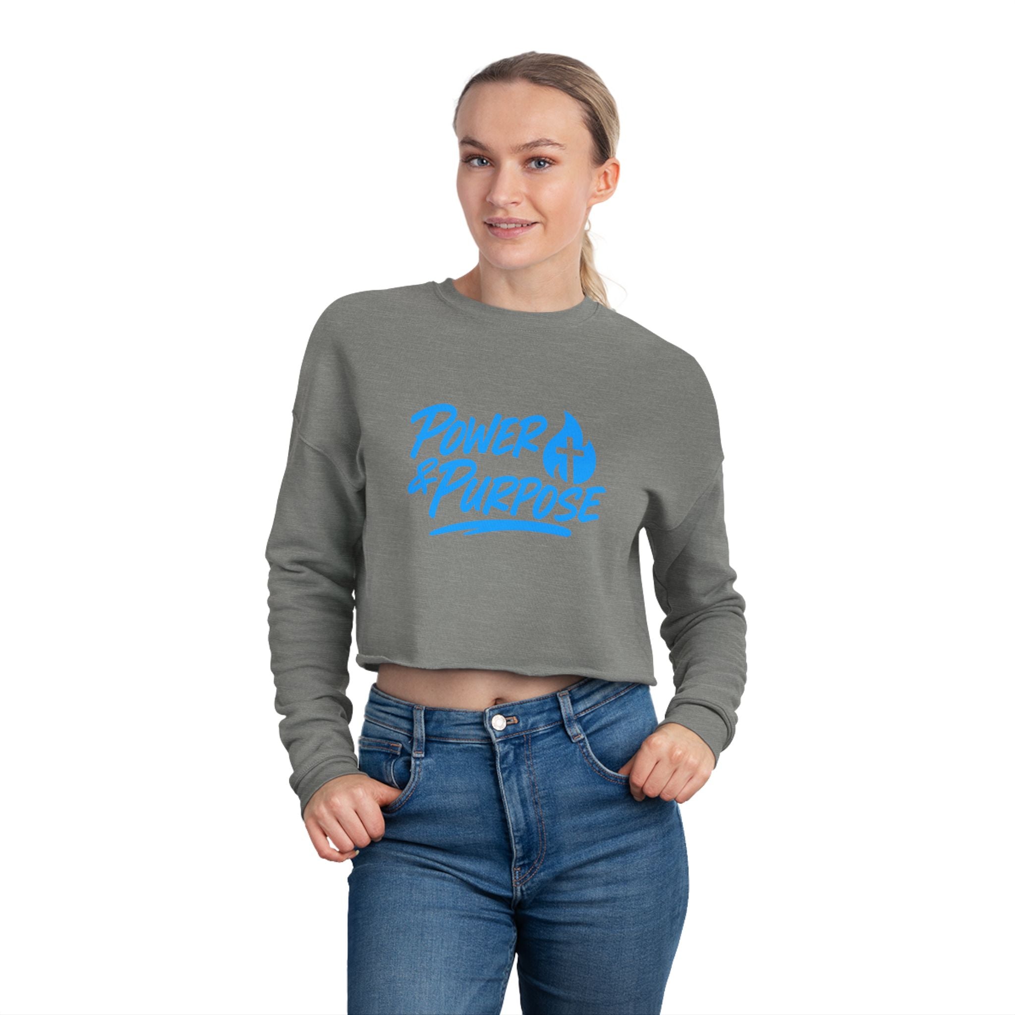 Cropped Sweatshirt — "Power & Purpose" Script Logo Crop Top