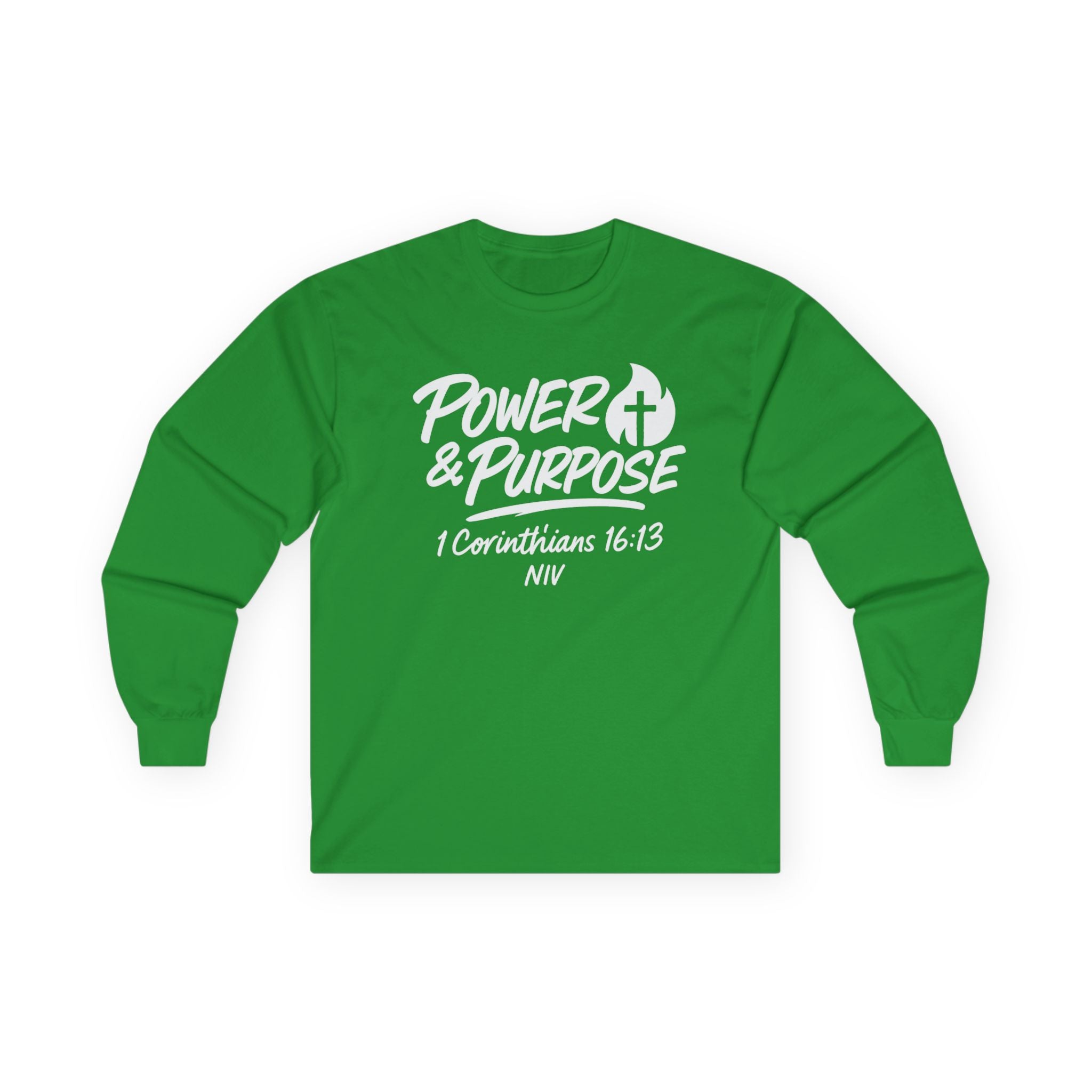 Power & Purpose Long Sleeve Tee — Inspirational Christian Graphic Shirt