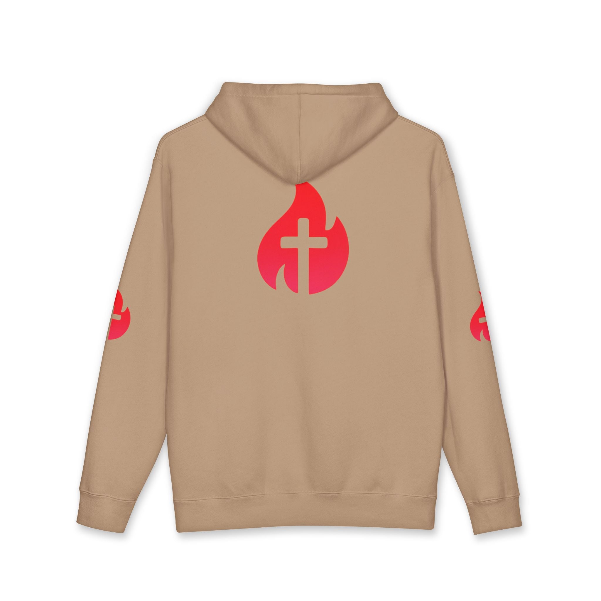 Power & Purpose Hoodie — Christian Faith Flame Cross Pullover