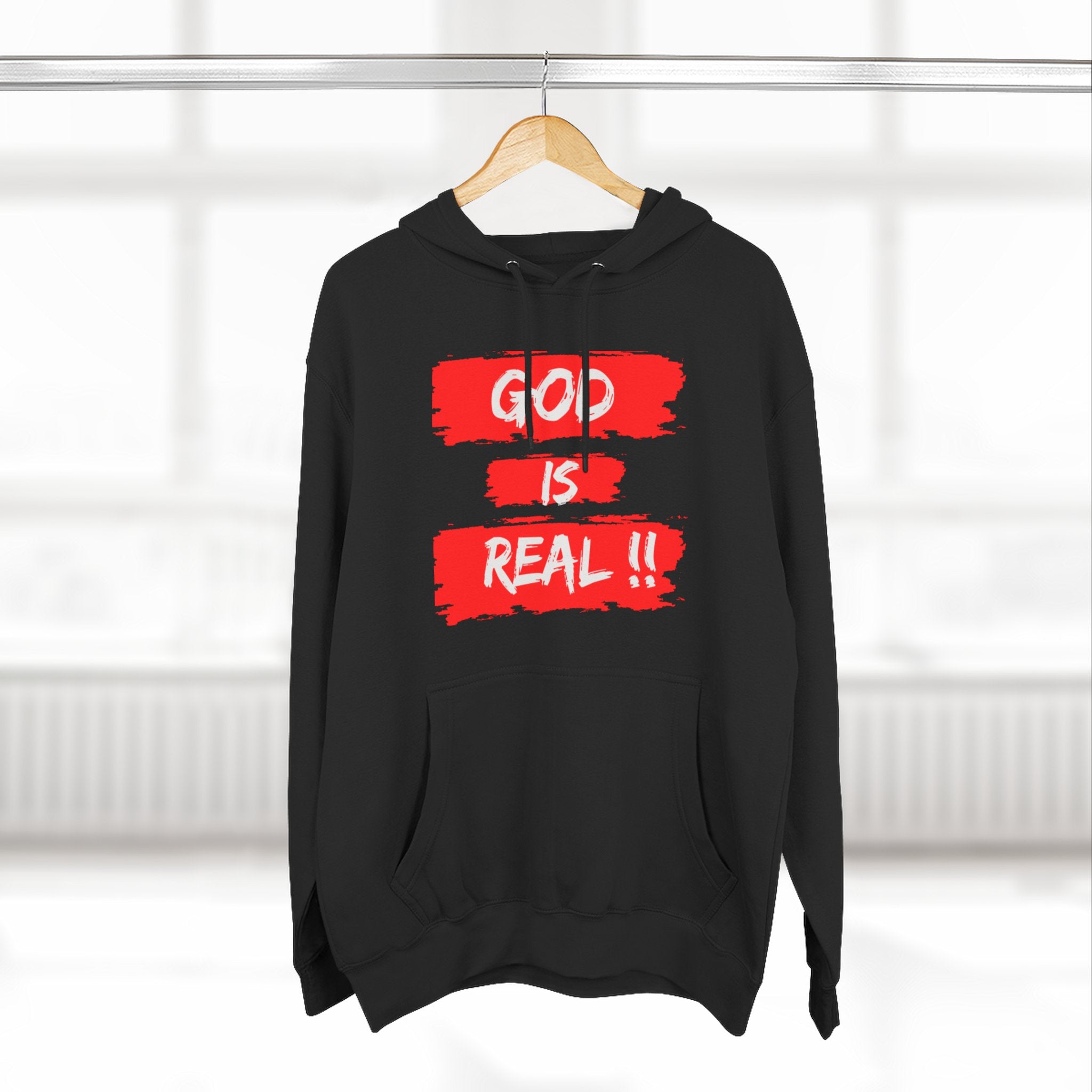 Hoodie - God Is Real Bold Brushstroke Faith Pullover