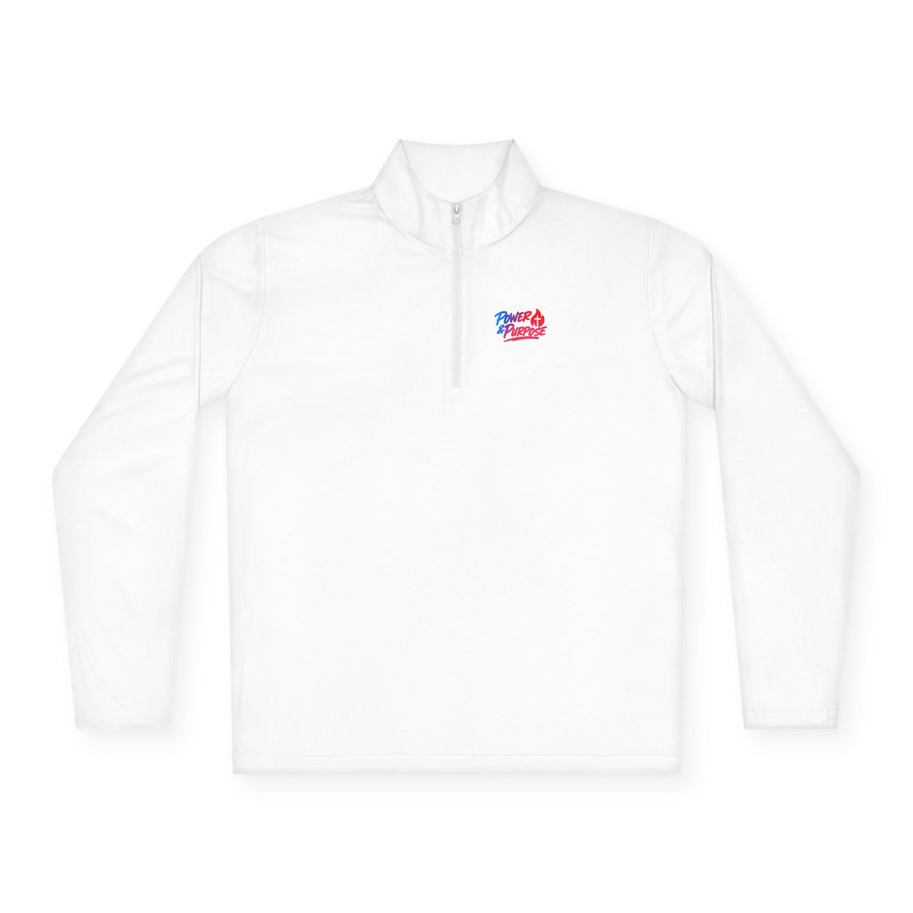 Quarter-Zip Pullover with Small Red & Blue Abstract Logo — Casual Lightweight Layer for Everyday Wear
