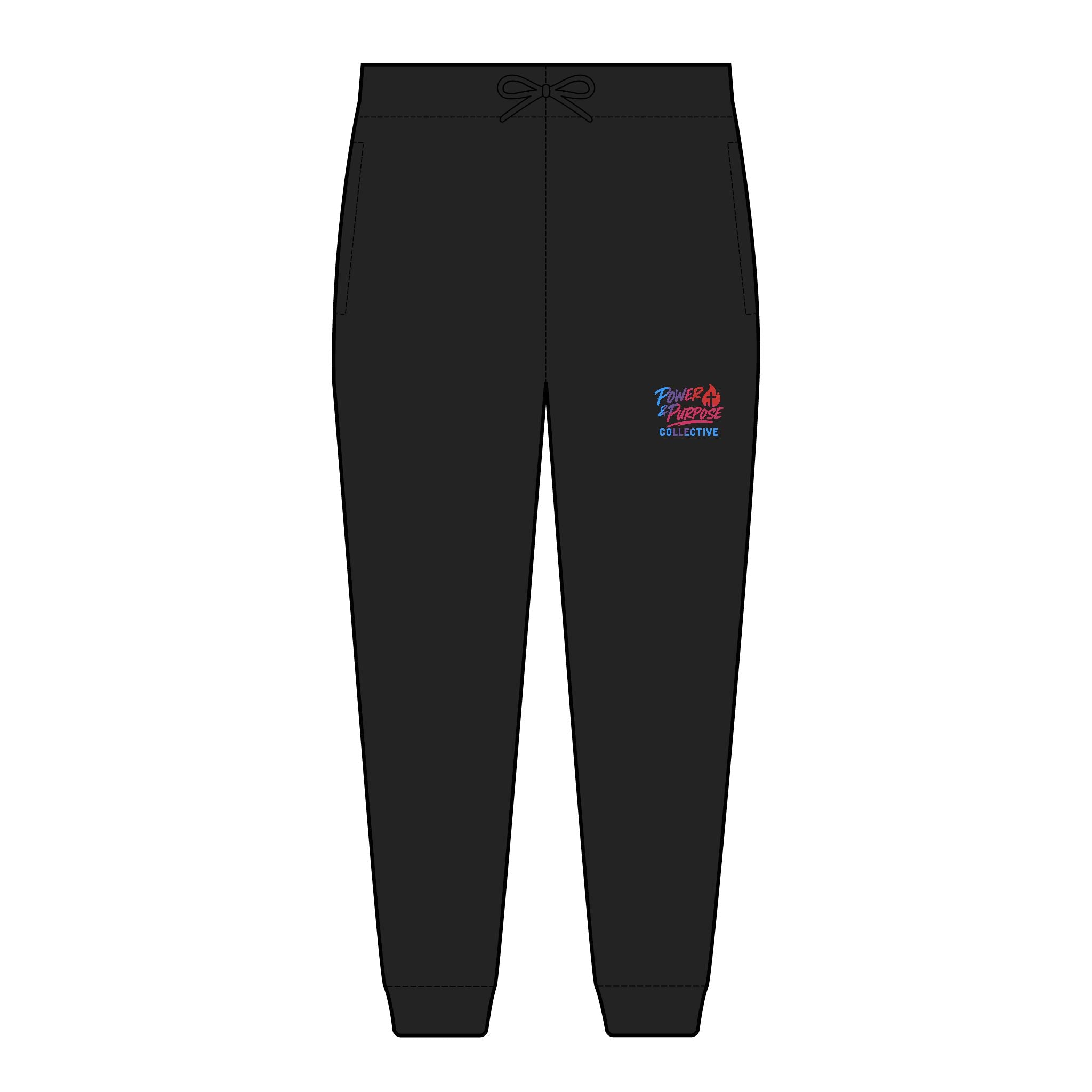 Embroidered Fleece Joggers — Small Chest Logo Casual Sweatpants