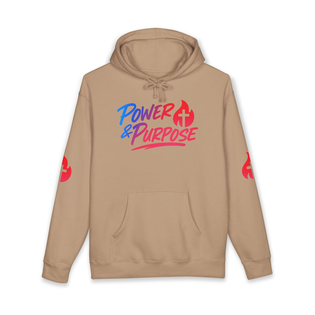 Power & Purpose Hoodie — Christian Faith Flame Cross Pullover