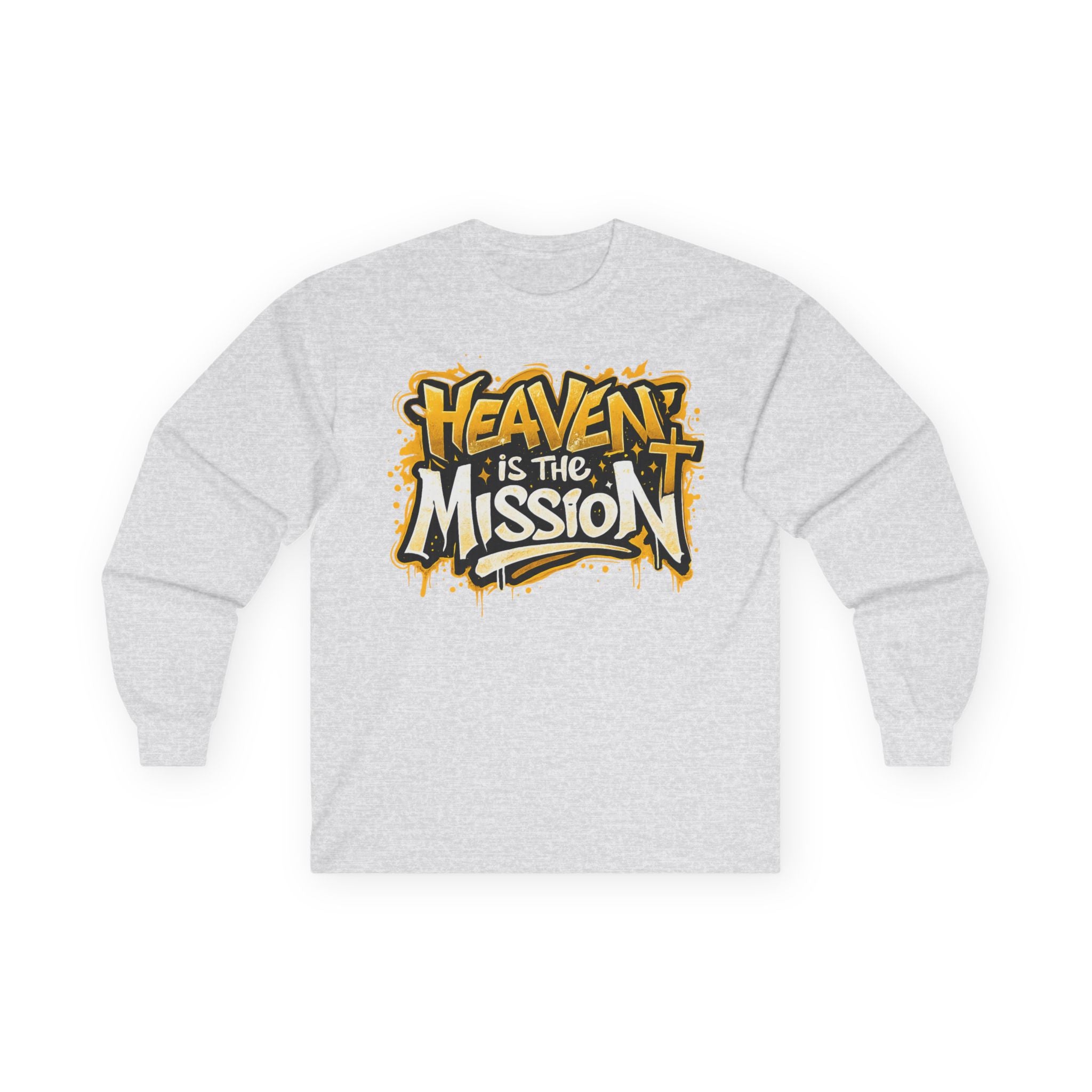 Long Sleeve Tee — "Heaven Is The Mission" Gospel Graphic Shirt