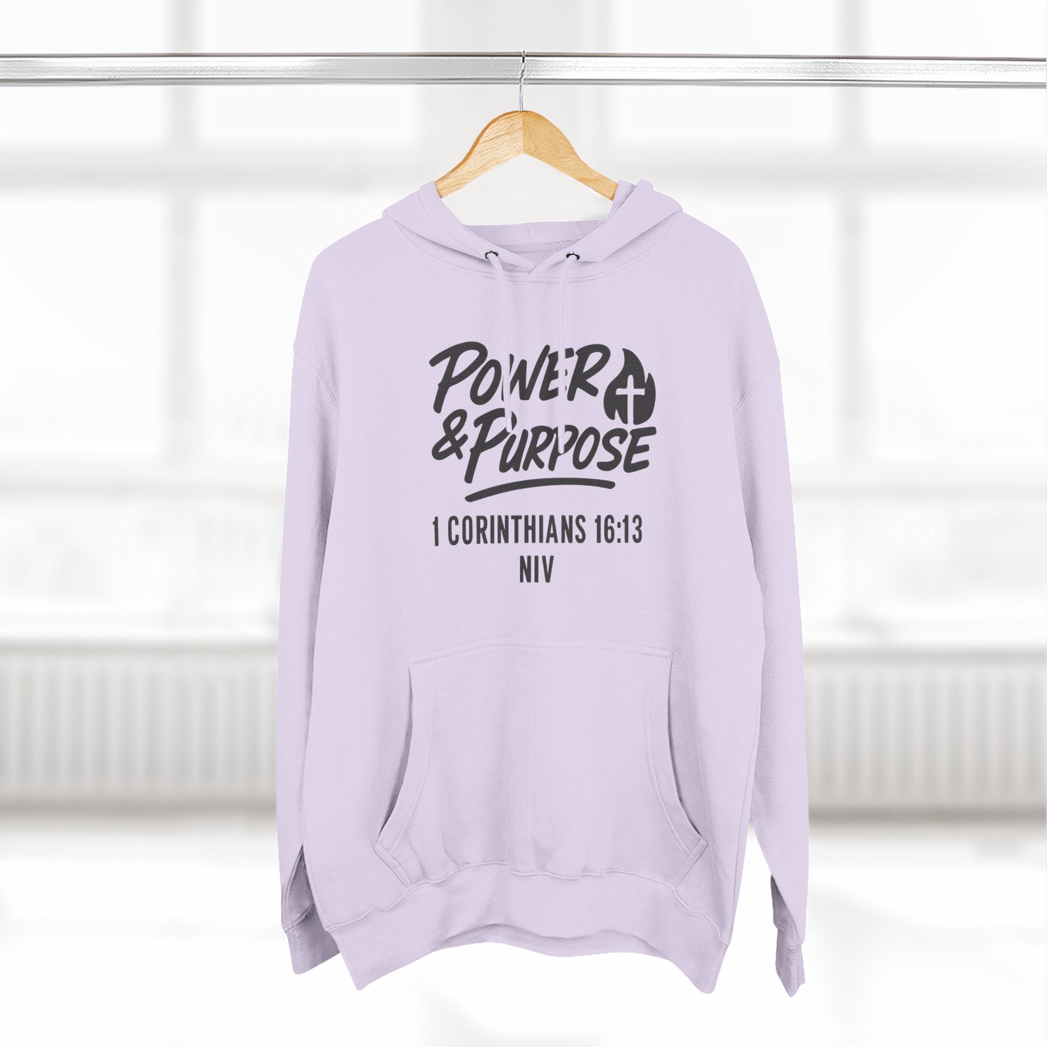 Power & Purpose Hoodie — 1 Corinthians 16:13 Christian Fleece Pullover