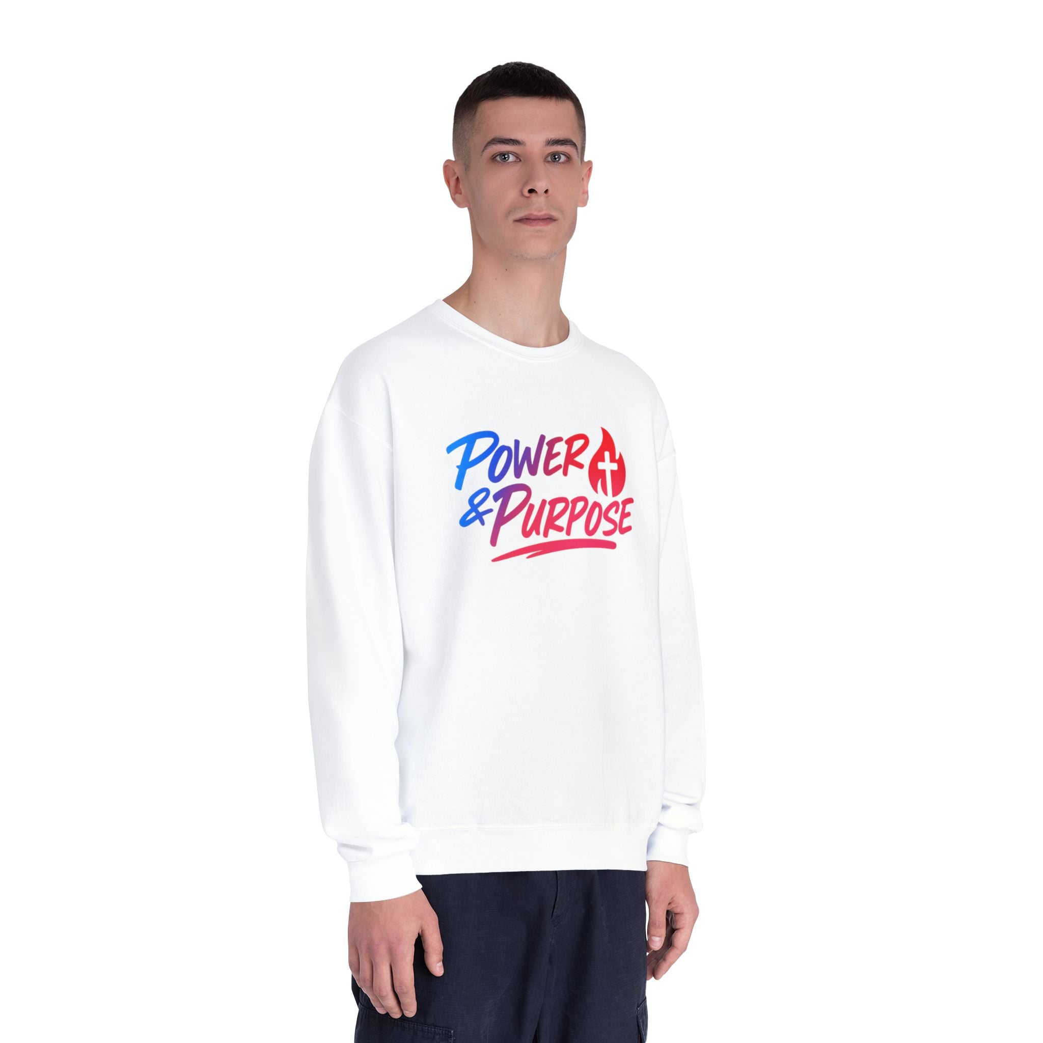 Power & Purpose Crewneck Sweatshirt — Inspirational Christian Graphic Sweatshirt