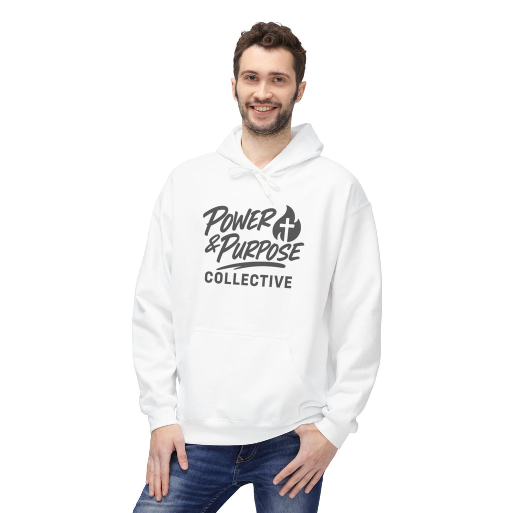 Power & Purpose Collective Hoodie — Christian Faith Cross Flame Pullover
