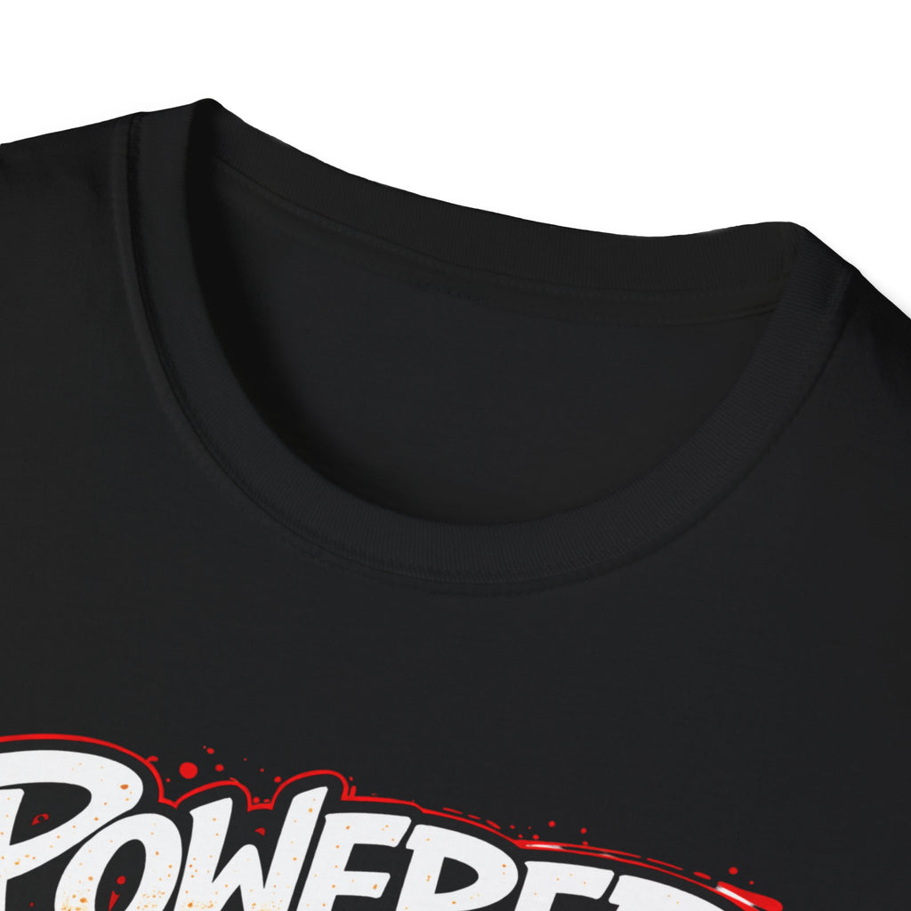 Powered by God T-Shirt — Christian Faith Graphic Tee with Battery Lightning Design