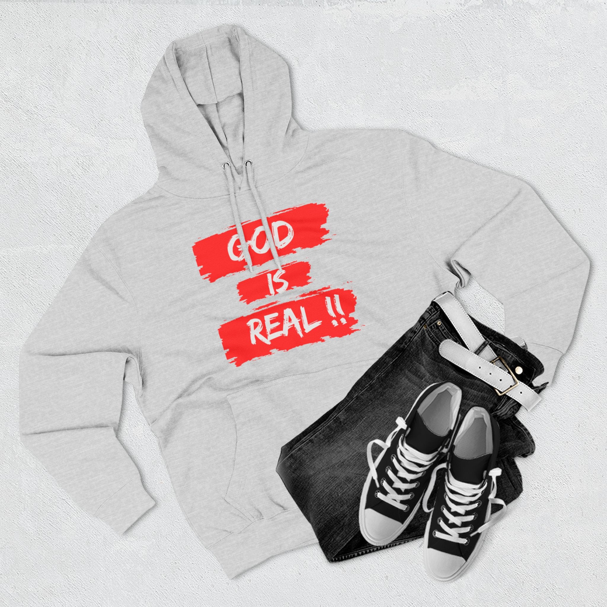 Hoodie - God Is Real Bold Brushstroke Faith Pullover