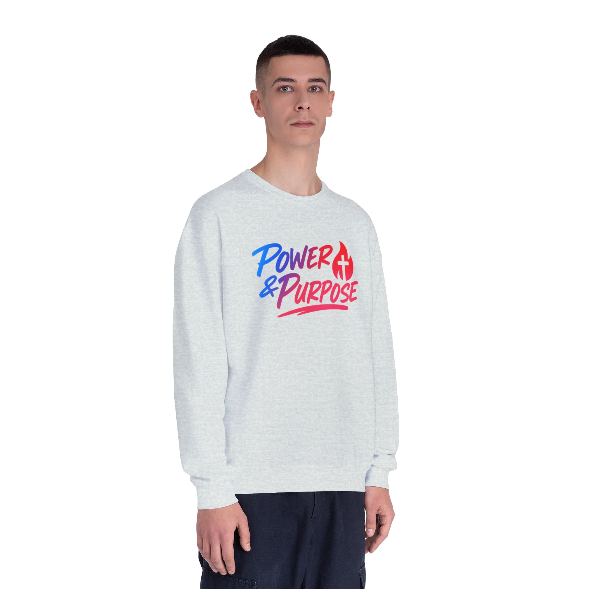 Power & Purpose Crewneck Sweatshirt — Inspirational Christian Graphic Sweatshirt