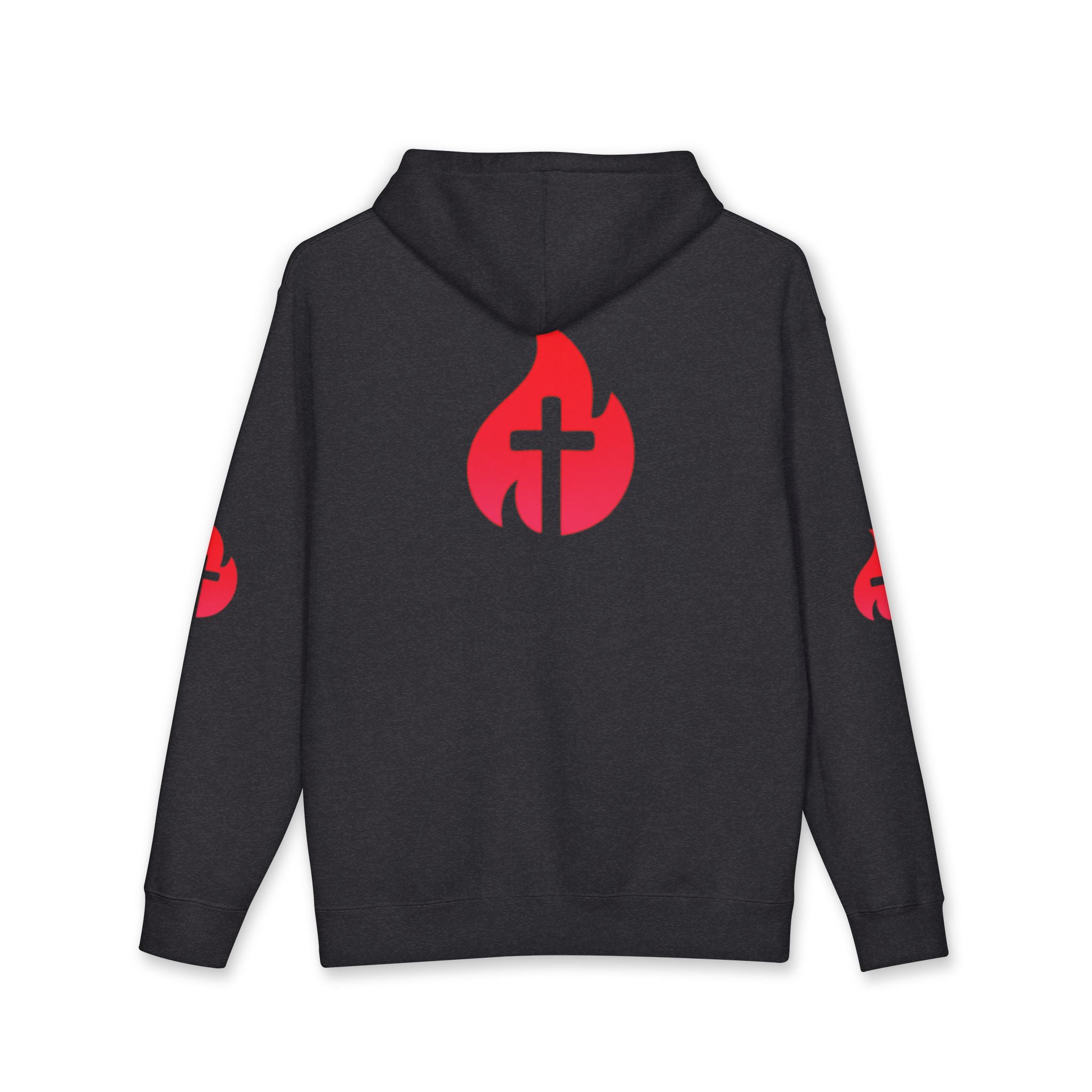 Power & Purpose Hoodie — Christian Faith Flame Cross Pullover