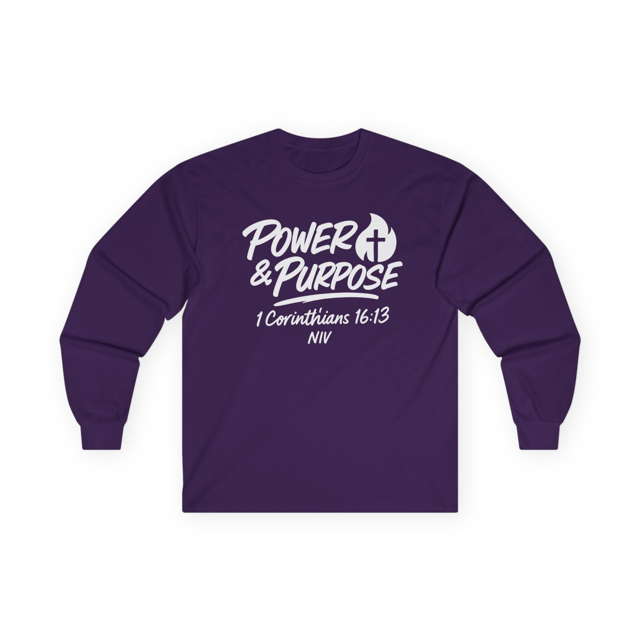 Power & Purpose Long Sleeve Tee — Inspirational Christian Graphic Shirt
