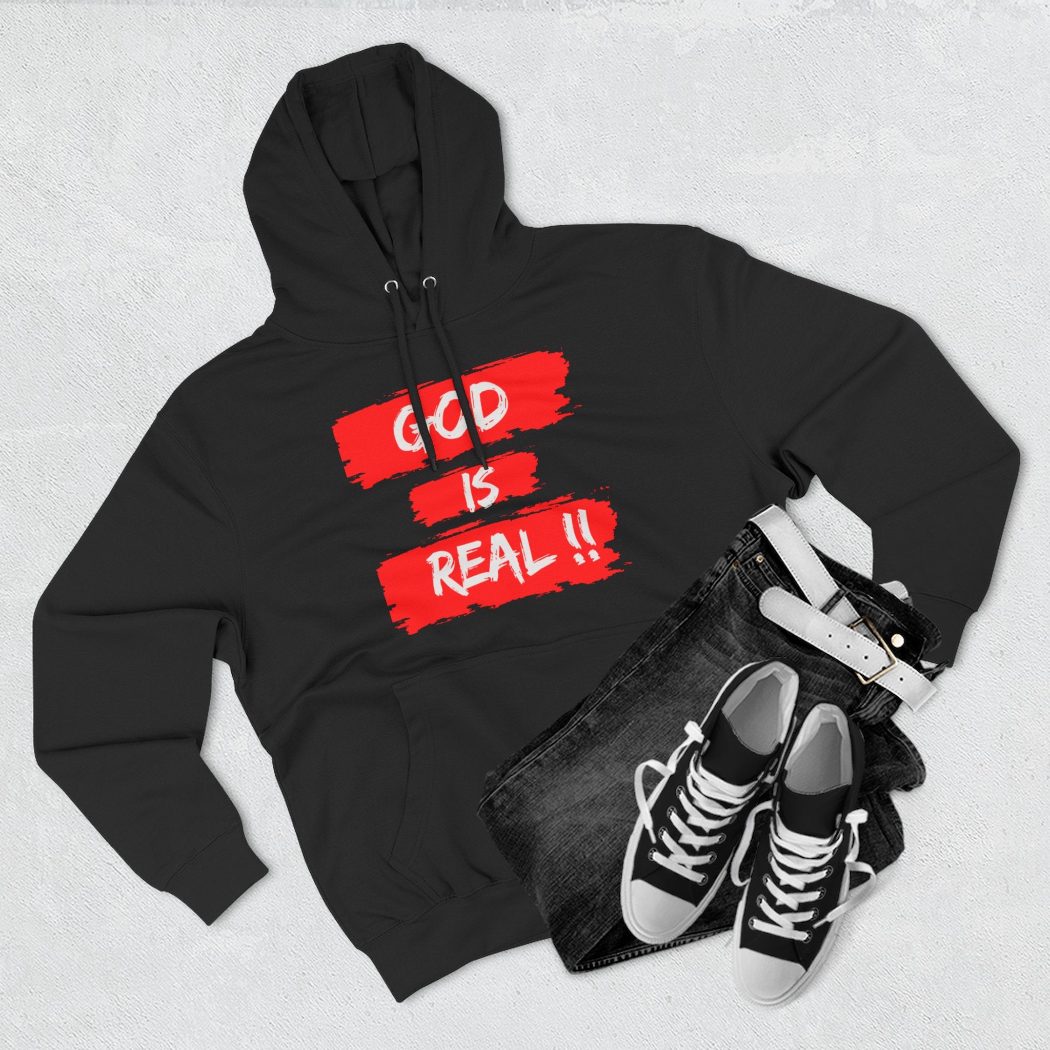 Hoodie - God Is Real Bold Brushstroke Faith Pullover