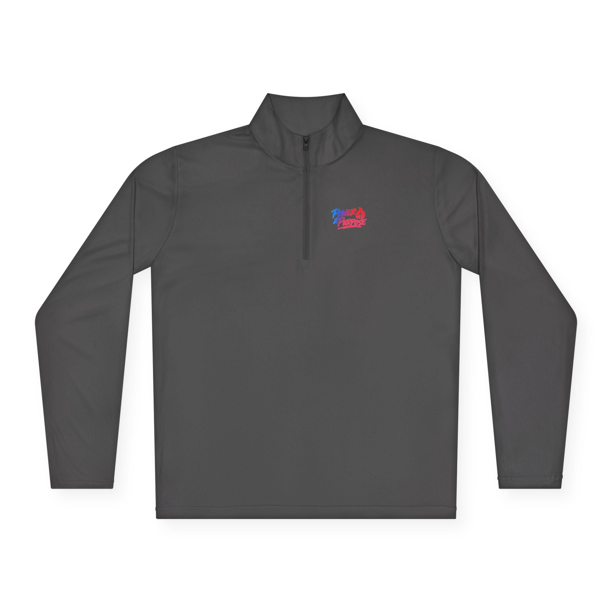 Quarter-Zip Pullover with Small Red & Blue Abstract Logo — Casual Lightweight Layer for Everyday Wear