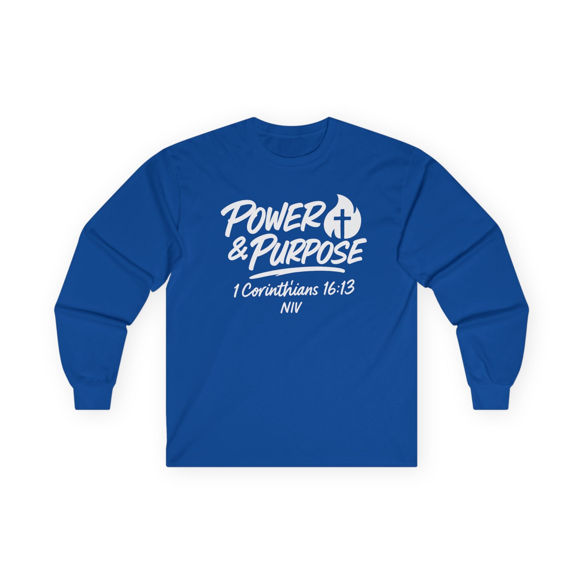 Power & Purpose Long Sleeve Tee — Inspirational Christian Graphic Shirt