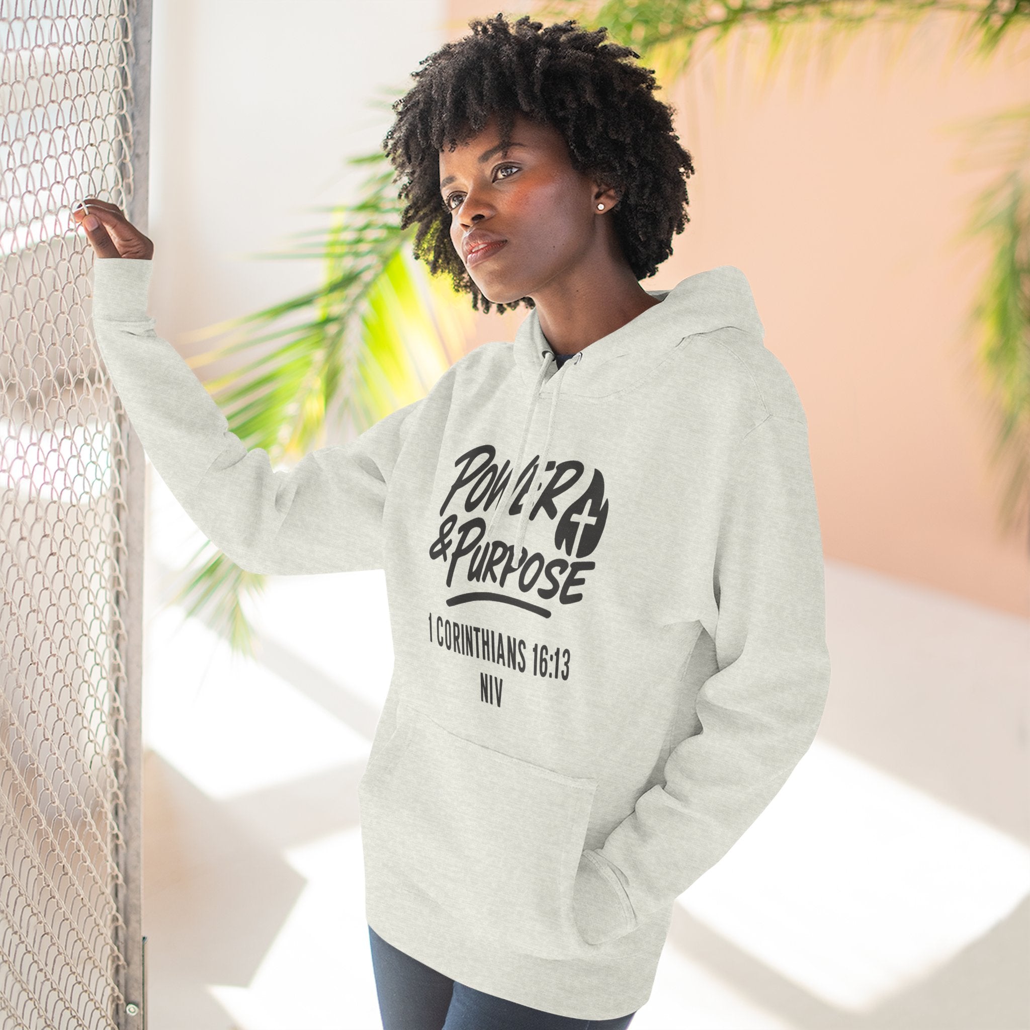Power & Purpose Hoodie — 1 Corinthians 16:13 Christian Fleece Pullover