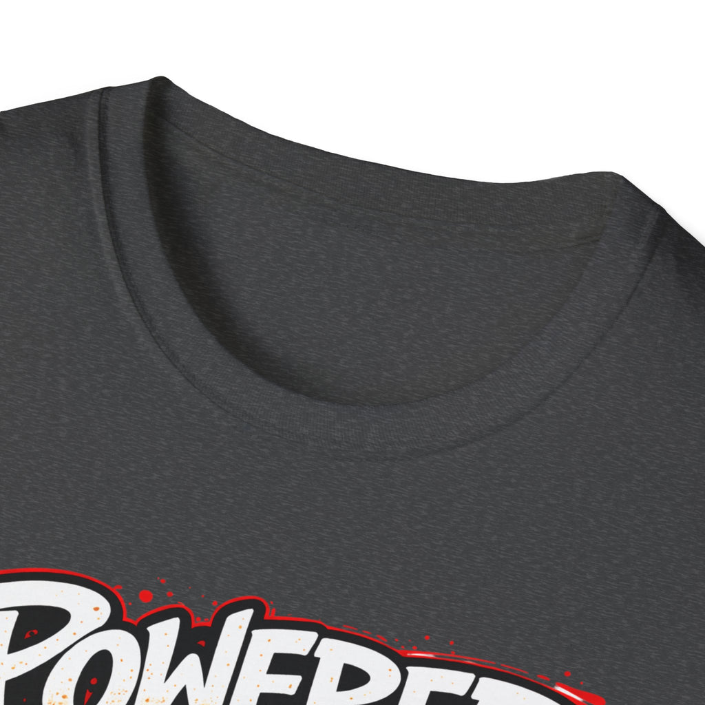 Powered by God T-Shirt — Christian Faith Graphic Tee with Battery Lightning Design