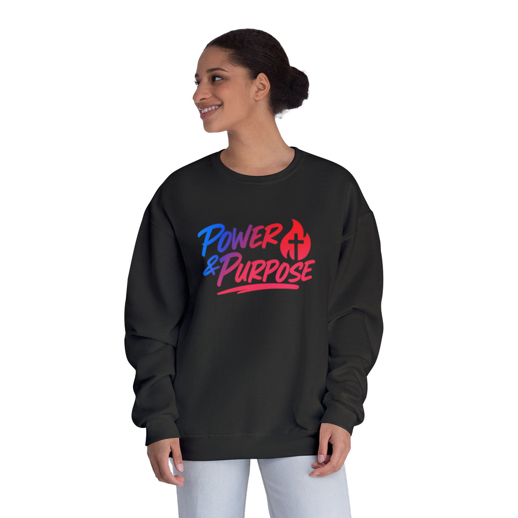Power & Purpose Crewneck Sweatshirt — Inspirational Christian Graphic Sweatshirt