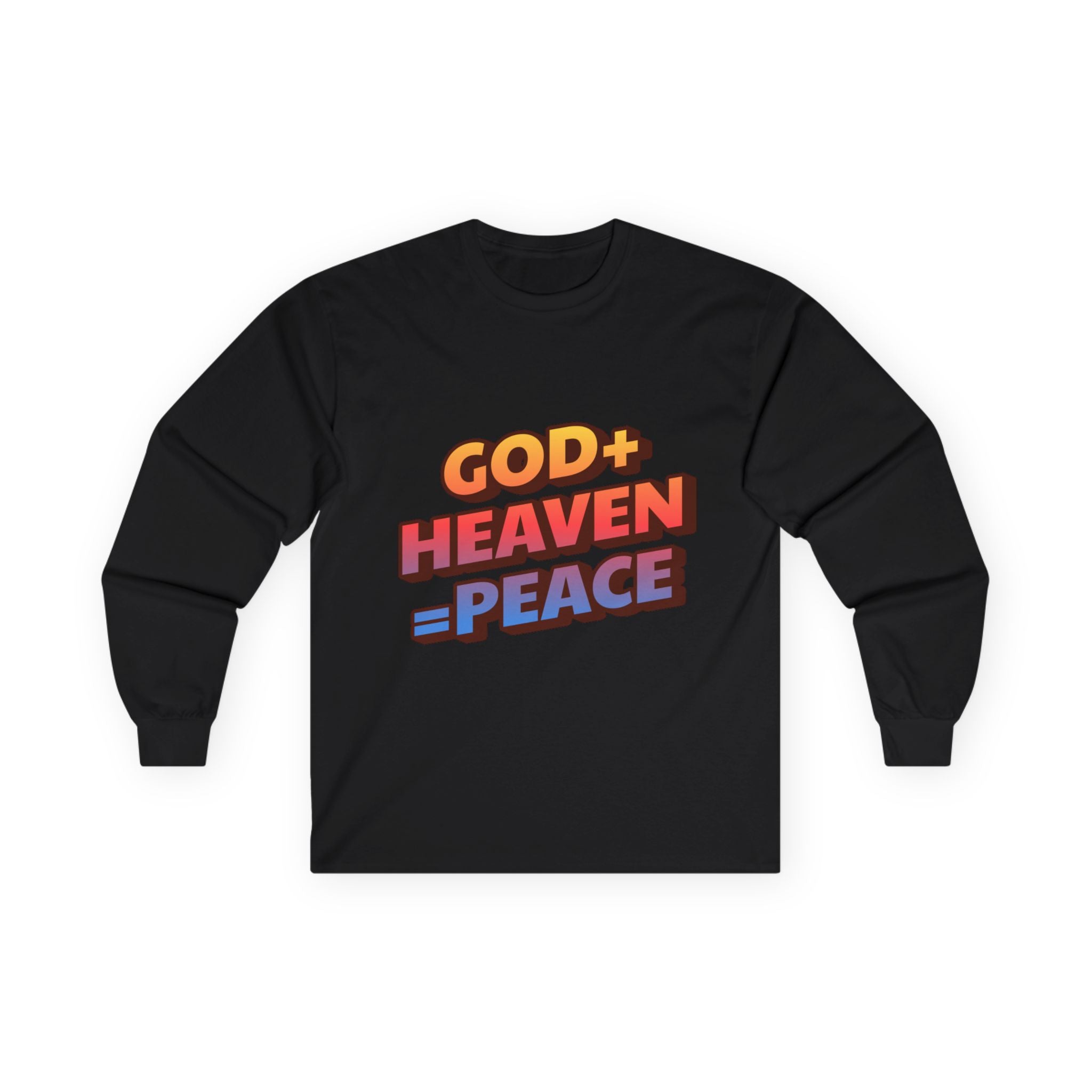 Christian 'God + Heaven = Peace' Long Sleeve Tee — Faith Graphic Shirt