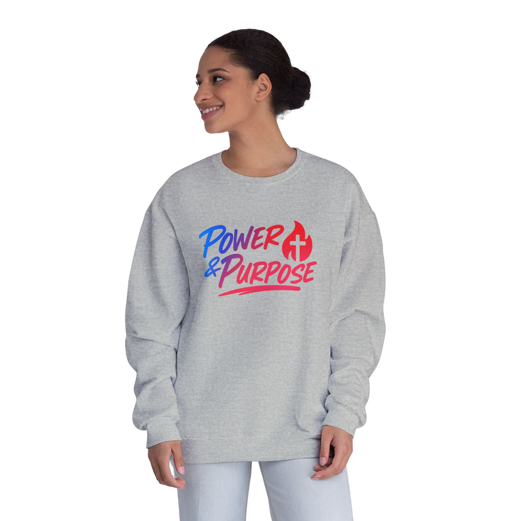 Power & Purpose Crewneck Sweatshirt — Inspirational Christian Graphic Sweatshirt