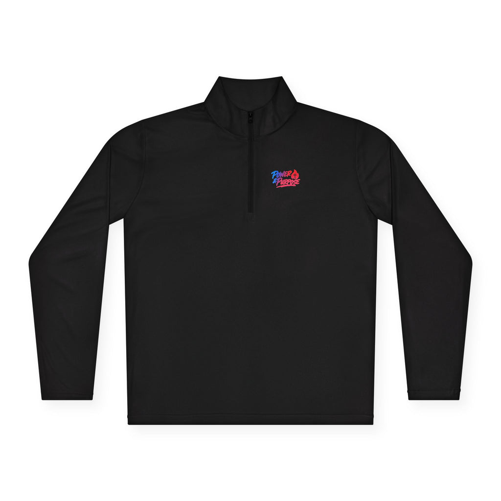 Quarter-Zip Pullover with Small Red & Blue Abstract Logo — Casual Lightweight Layer for Everyday Wear