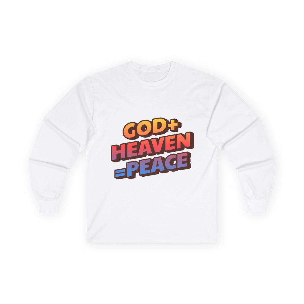 Christian 'God + Heaven = Peace' Long Sleeve Tee — Faith Graphic Shirt