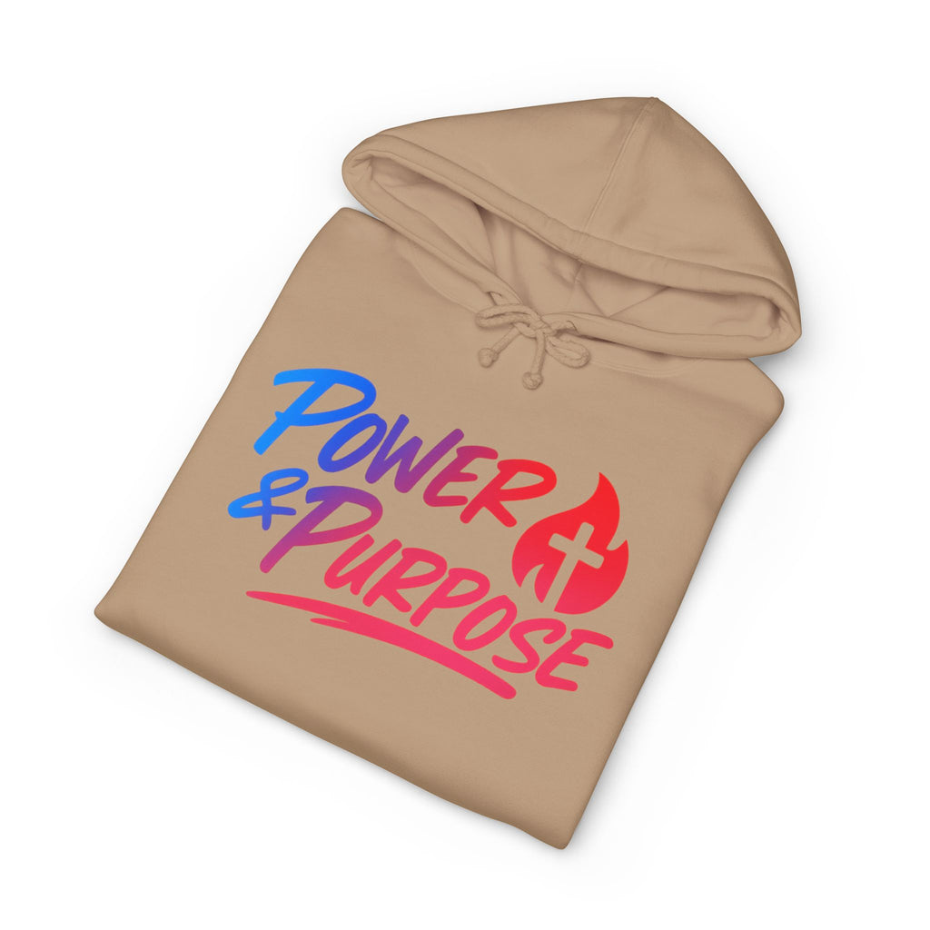 Power & Purpose Hoodie — Christian Faith Flame Cross Pullover