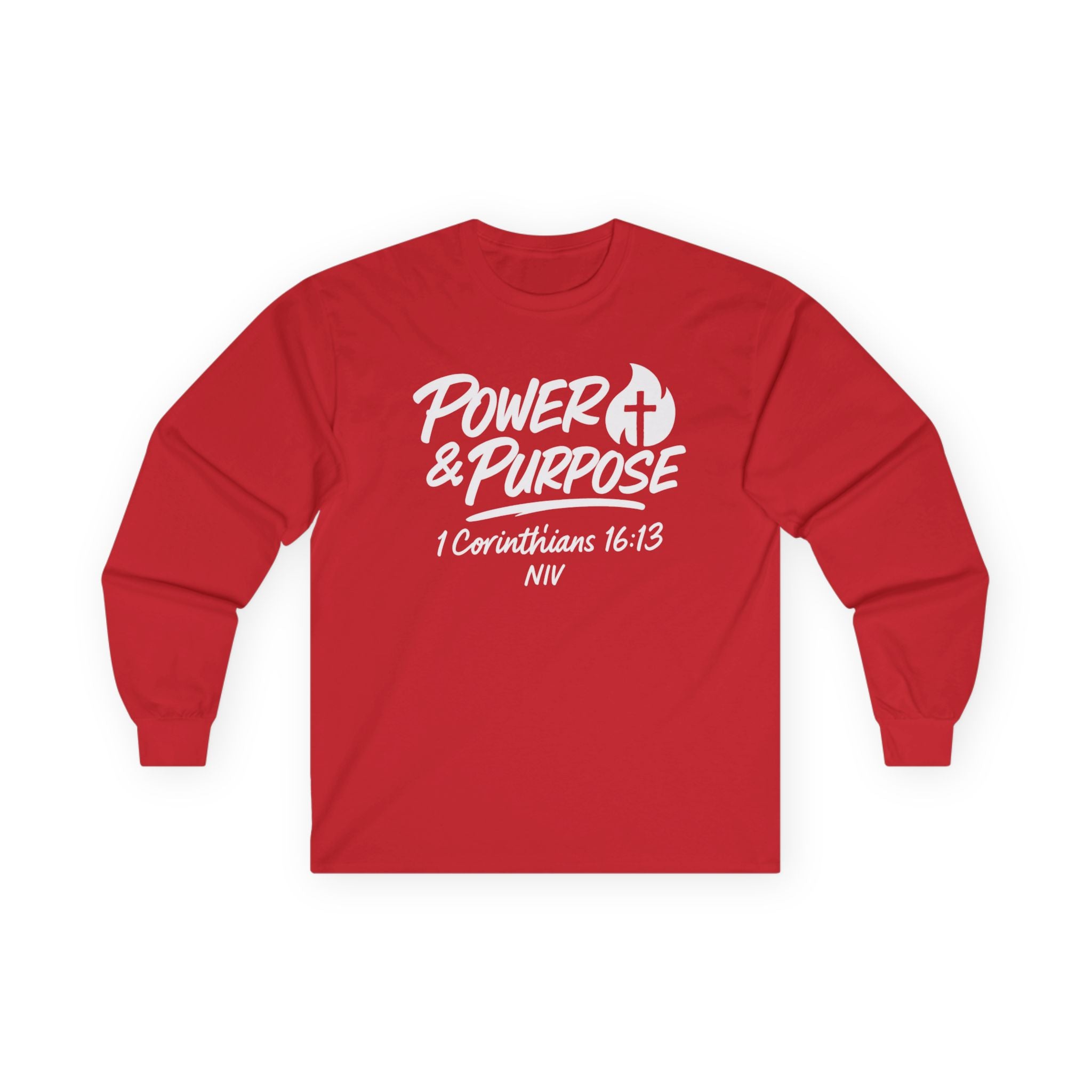 Power & Purpose Long Sleeve Tee — Inspirational Christian Graphic Shirt
