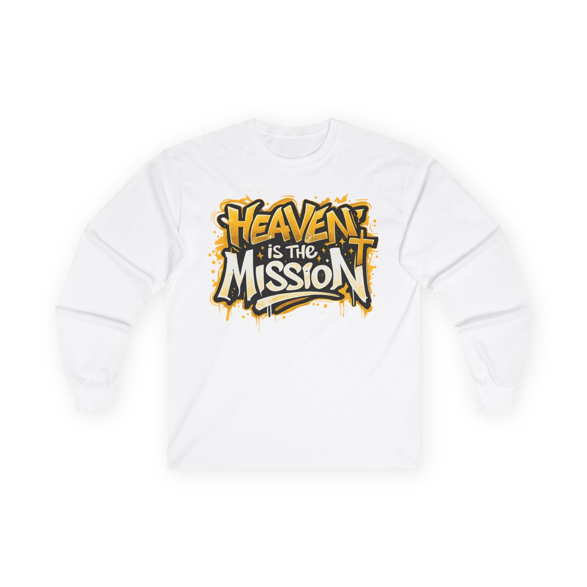 Long Sleeve Tee — "Heaven Is The Mission" Gospel Graphic Shirt