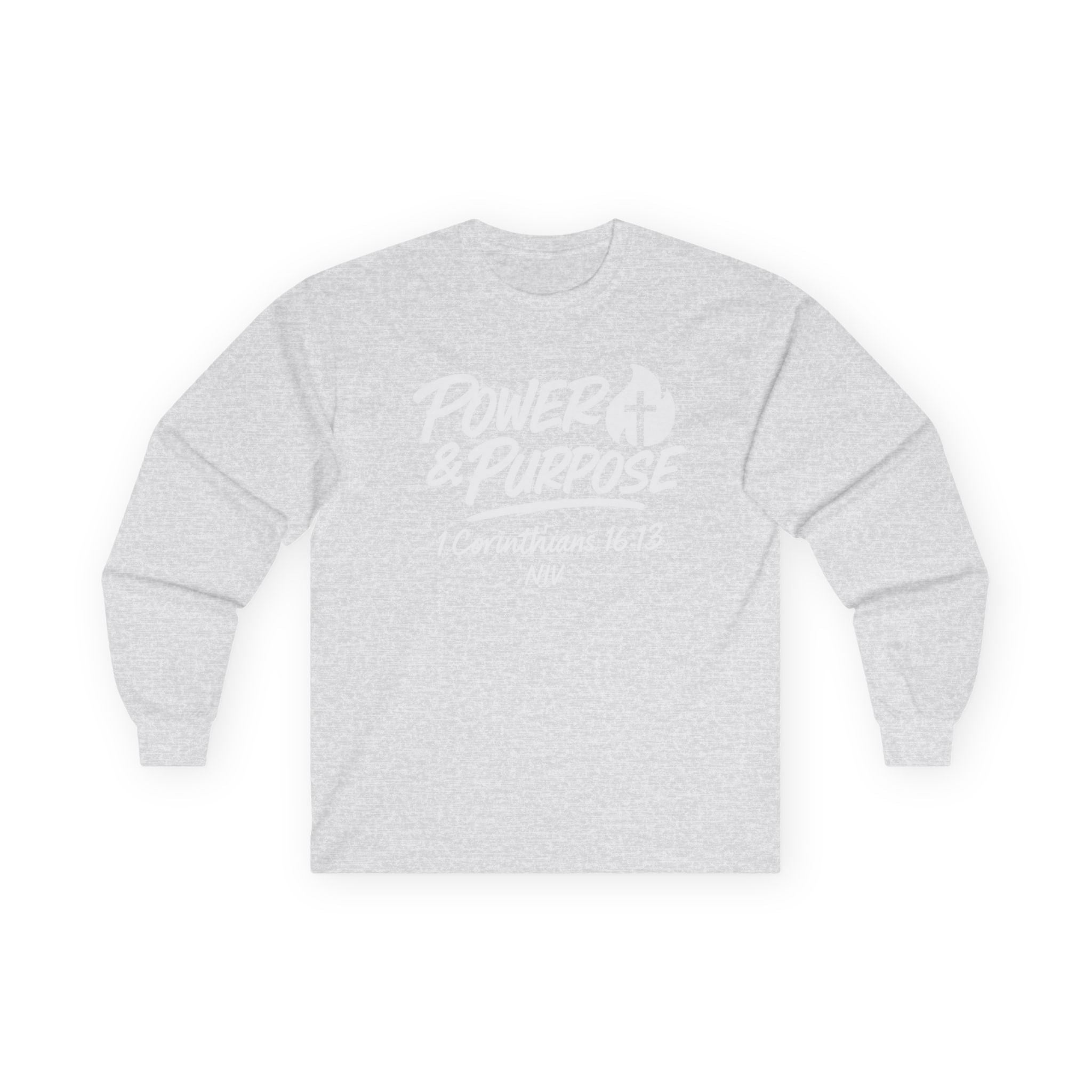 Power & Purpose Long Sleeve Tee — Inspirational Christian Graphic Shirt