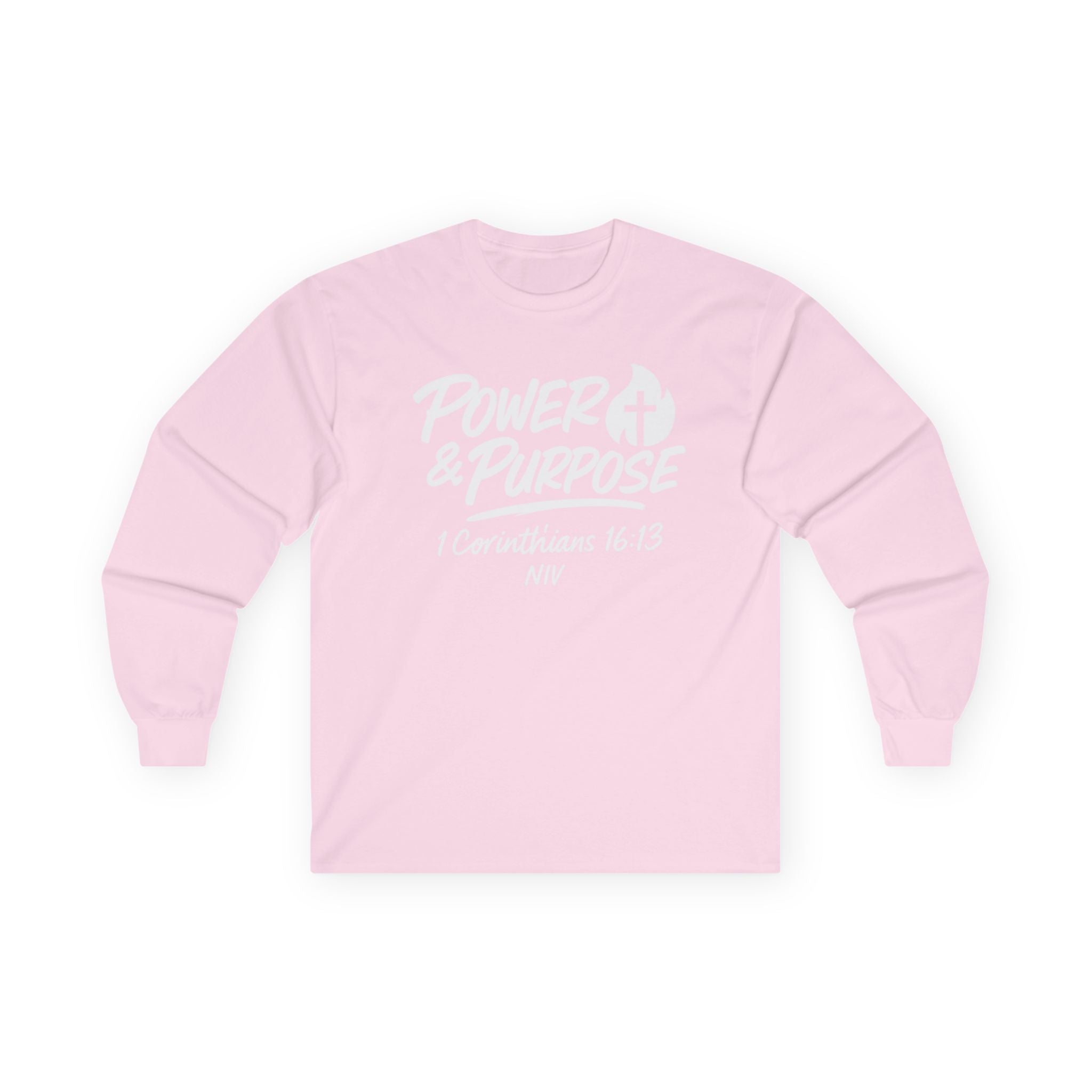 Power & Purpose Long Sleeve Tee — Inspirational Christian Graphic Shirt
