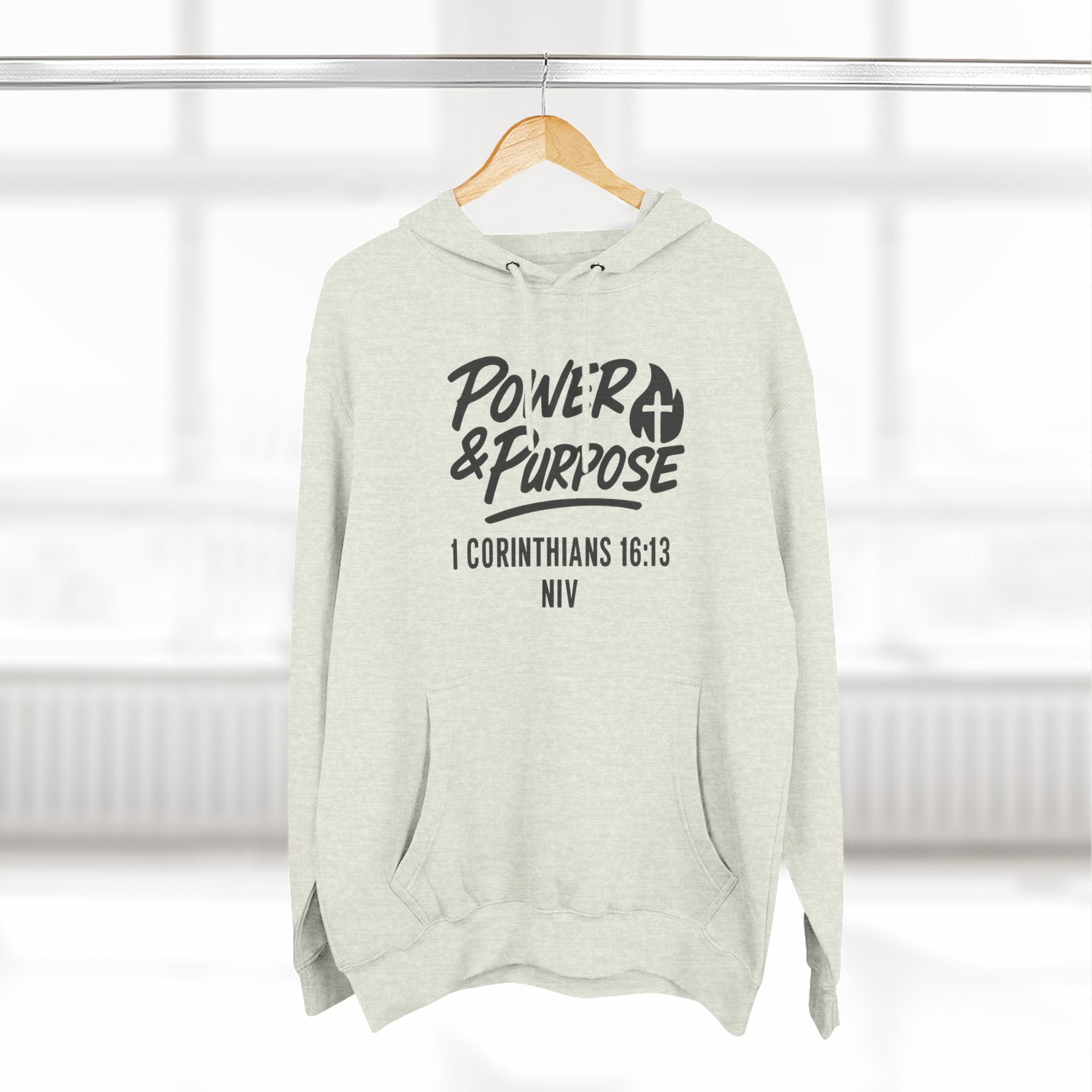 Power & Purpose Hoodie — 1 Corinthians 16:13 Christian Fleece Pullover
