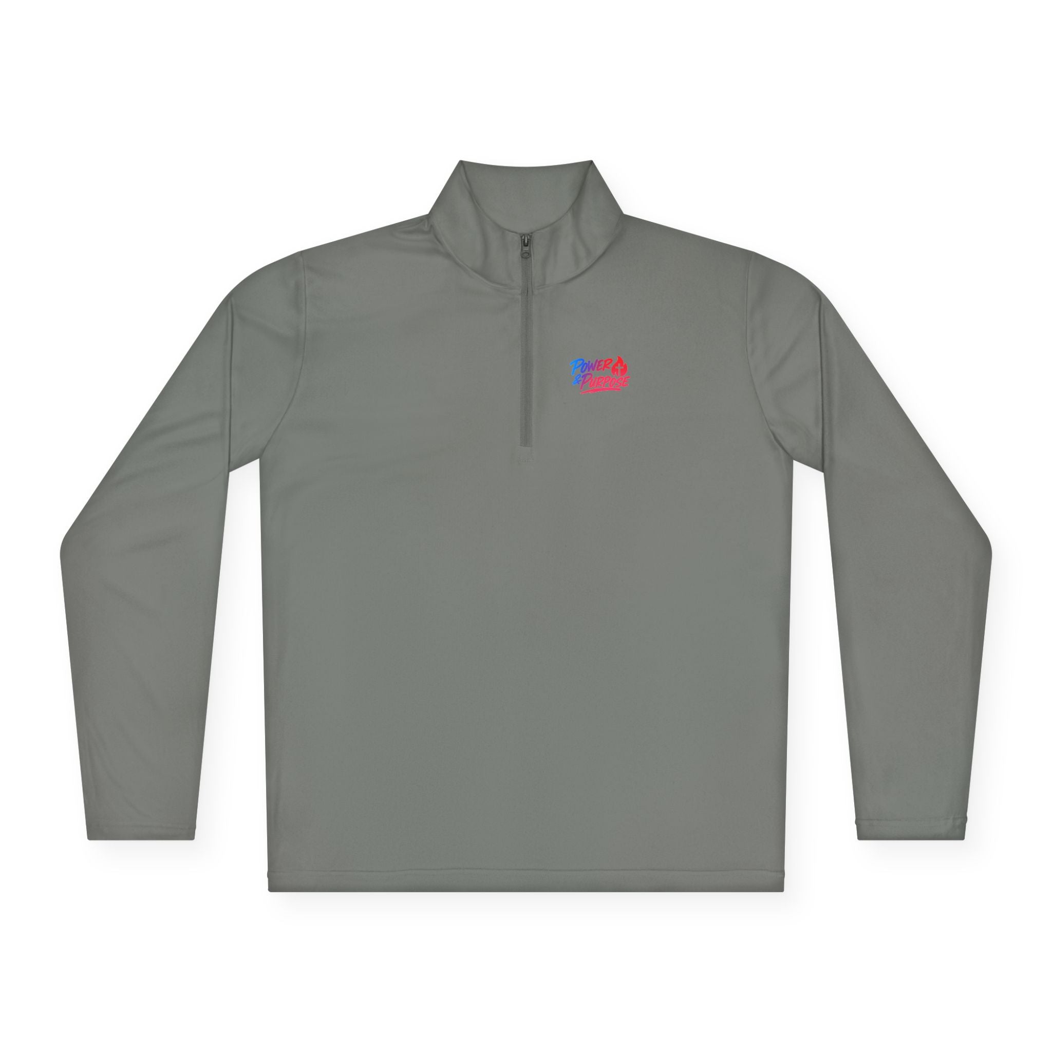 Quarter-Zip Pullover with Small Red & Blue Abstract Logo — Casual Lightweight Layer for Everyday Wear