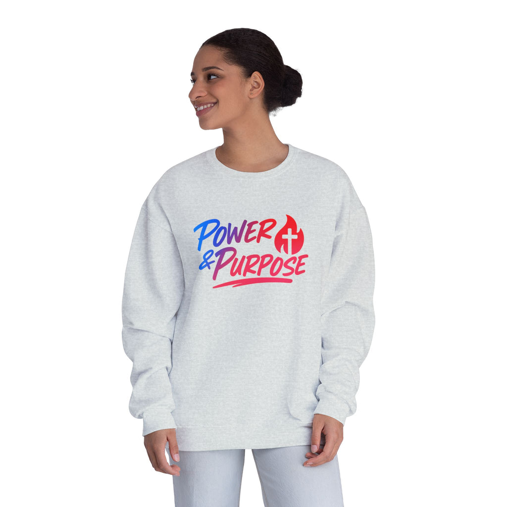 Power & Purpose Crewneck Sweatshirt — Inspirational Christian Graphic Sweatshirt
