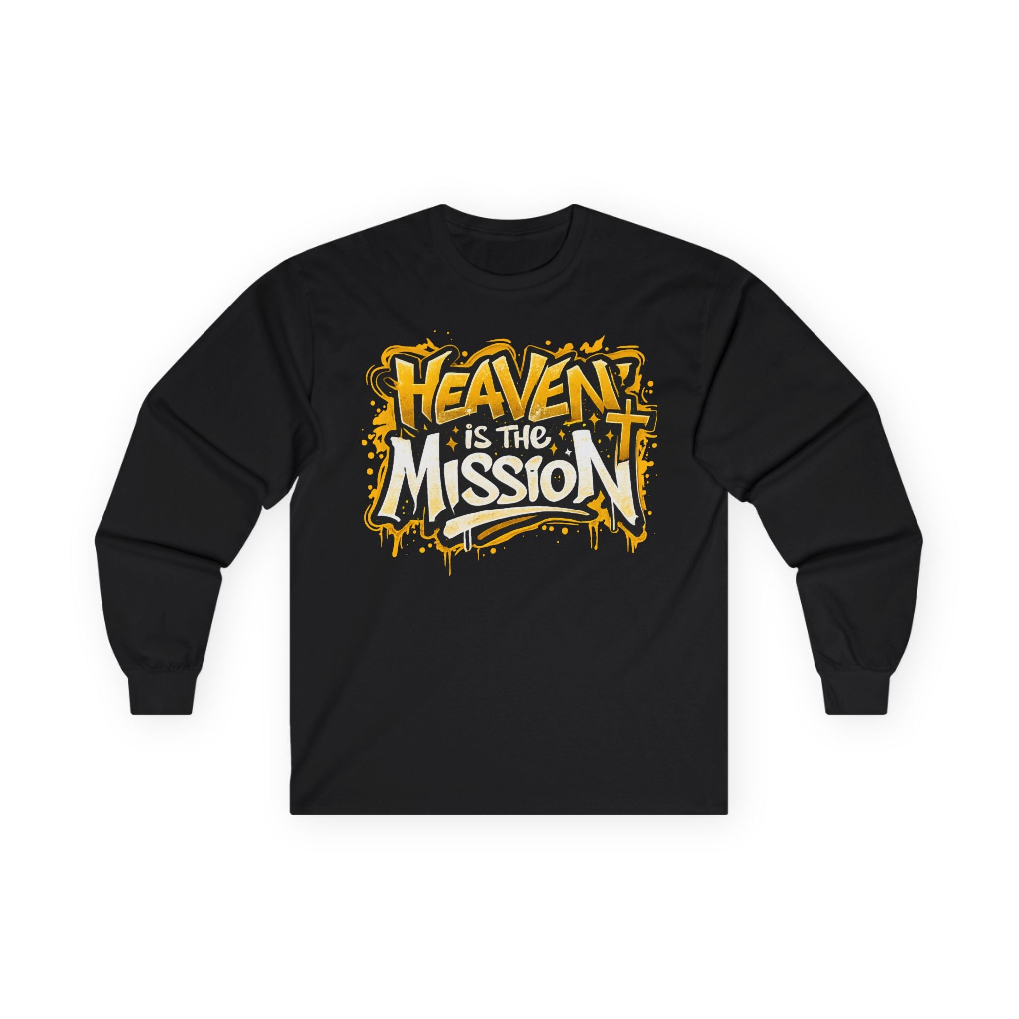 Long Sleeve Tee — "Heaven Is The Mission" Gospel Graphic Shirt