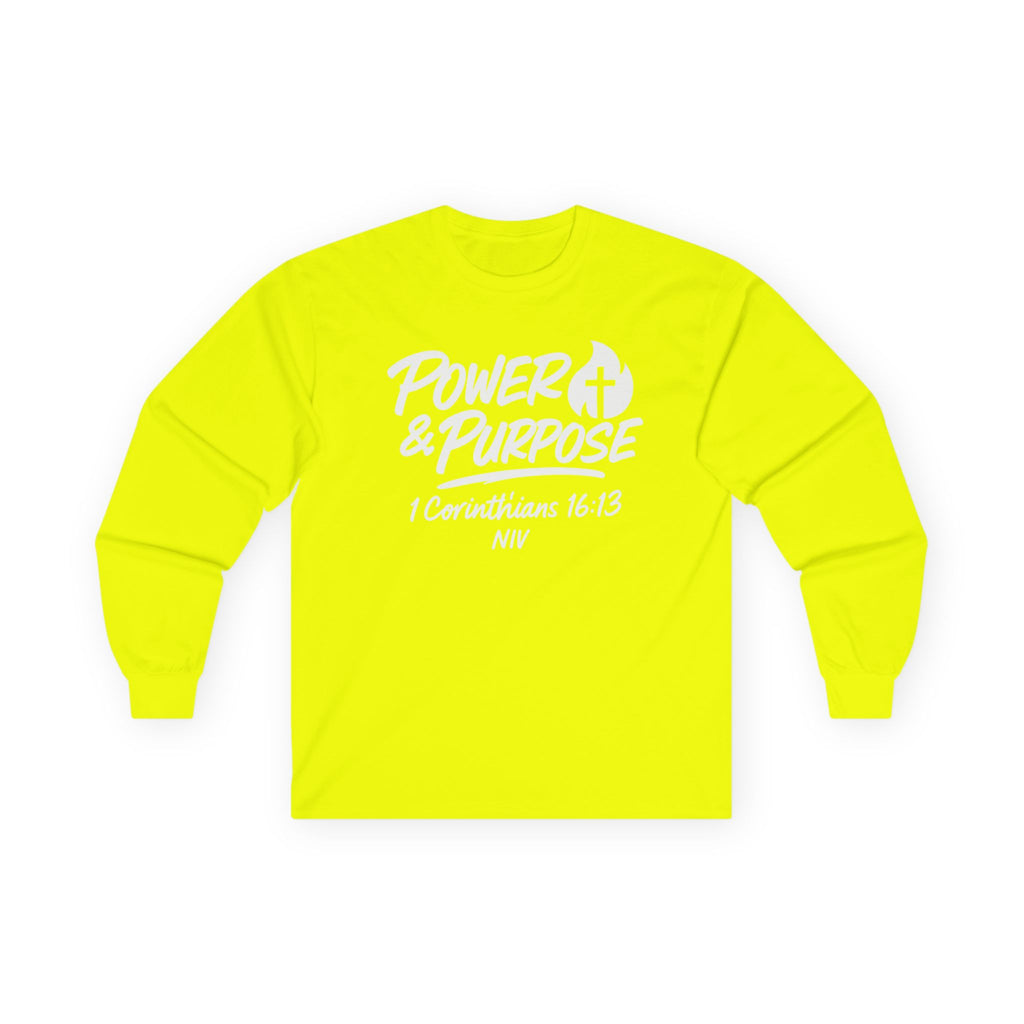 Power & Purpose Long Sleeve Tee — Inspirational Christian Graphic Shirt