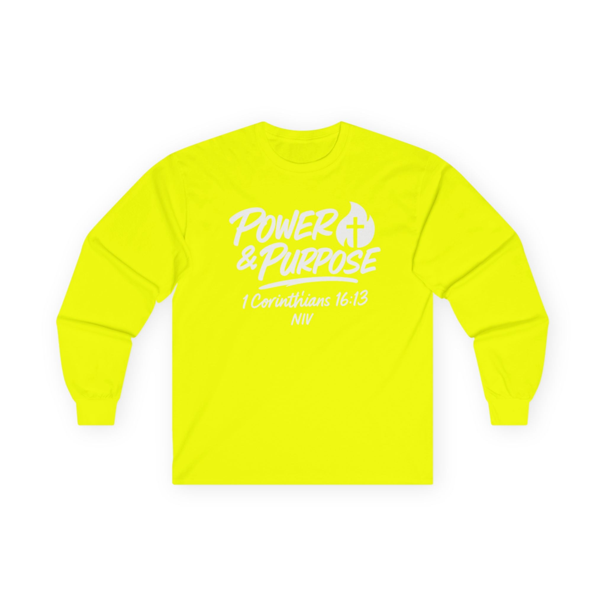 Power & Purpose Long Sleeve Tee — Inspirational Christian Graphic Shirt