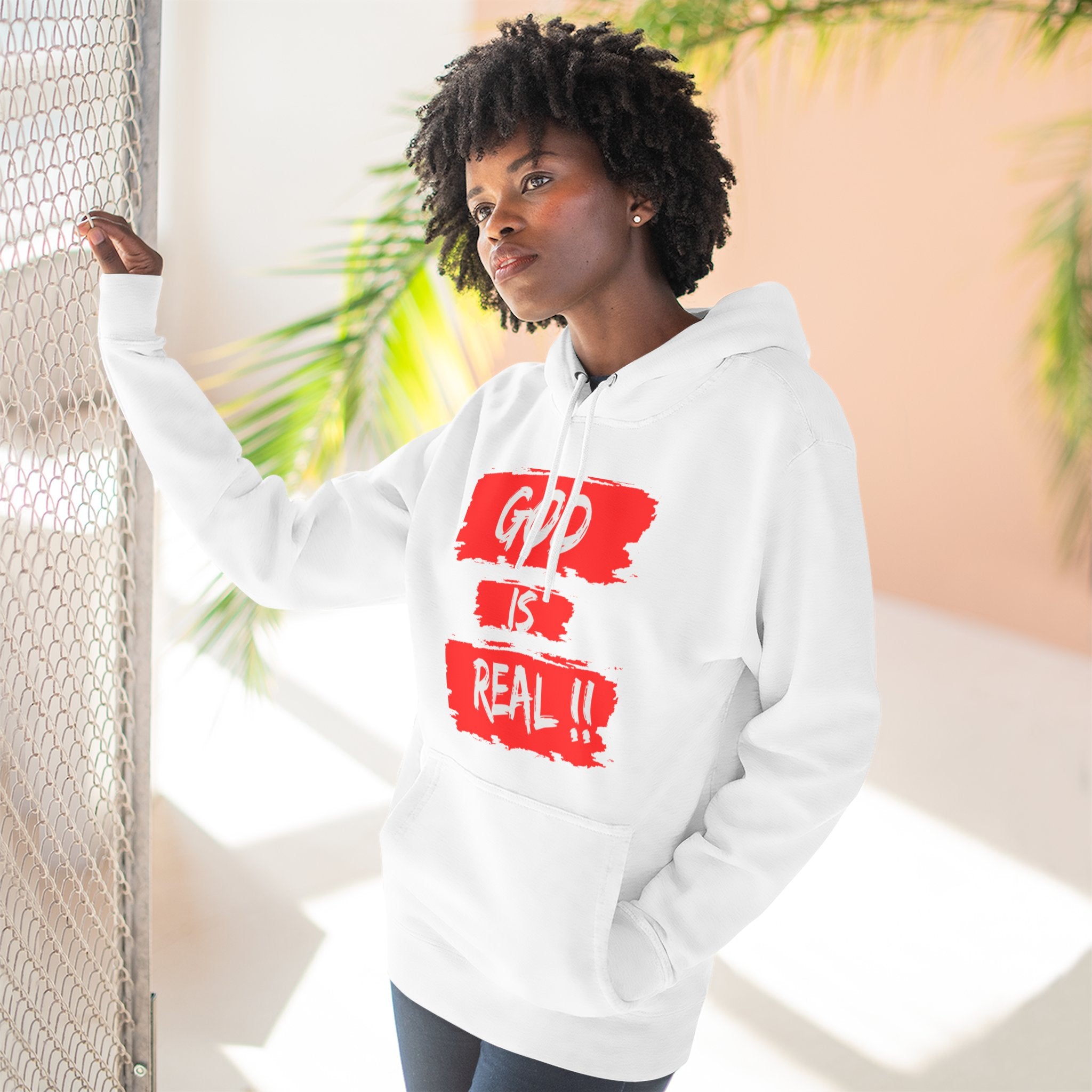 Hoodie - God Is Real Bold Brushstroke Faith Pullover