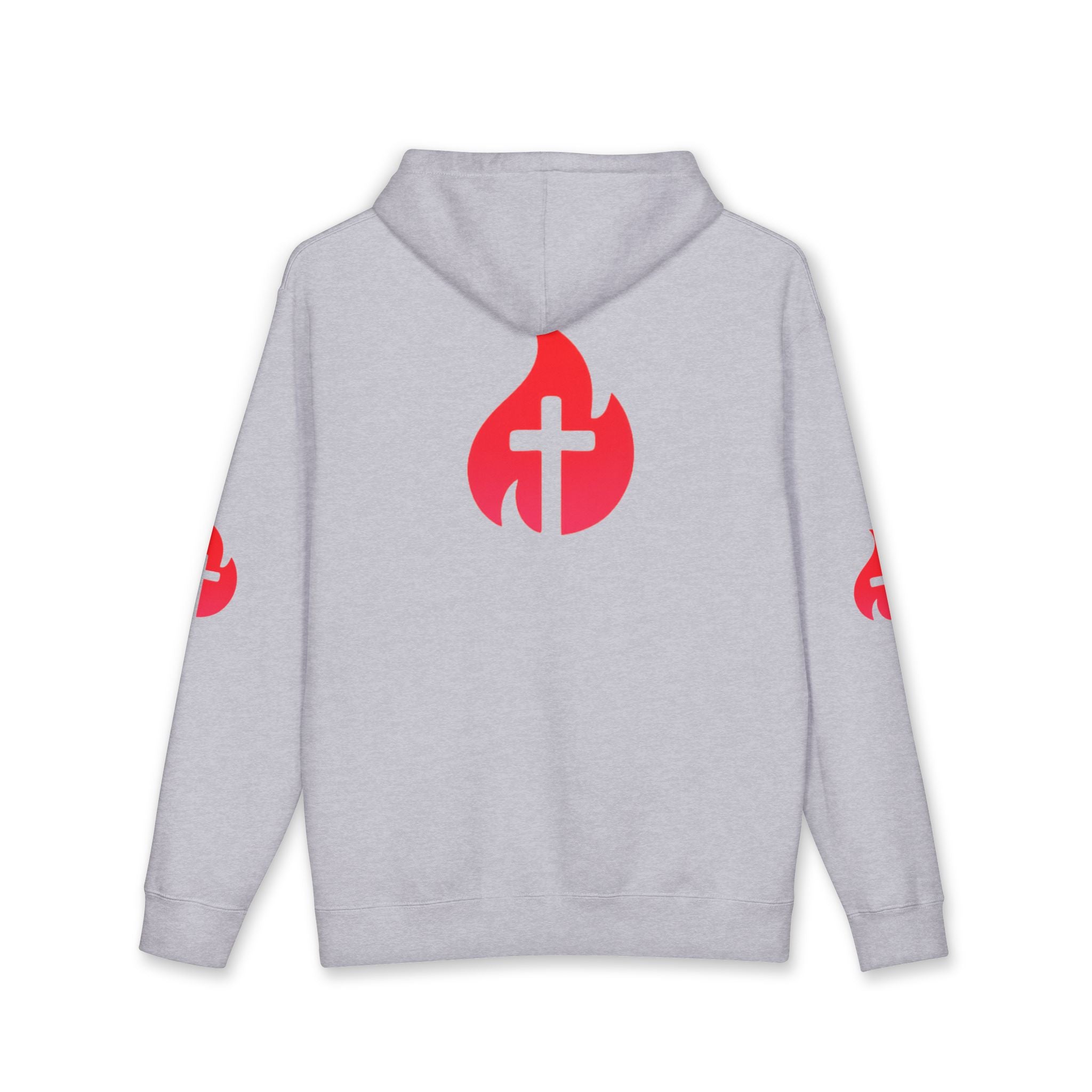 Power & Purpose Hoodie — Christian Faith Flame Cross Pullover