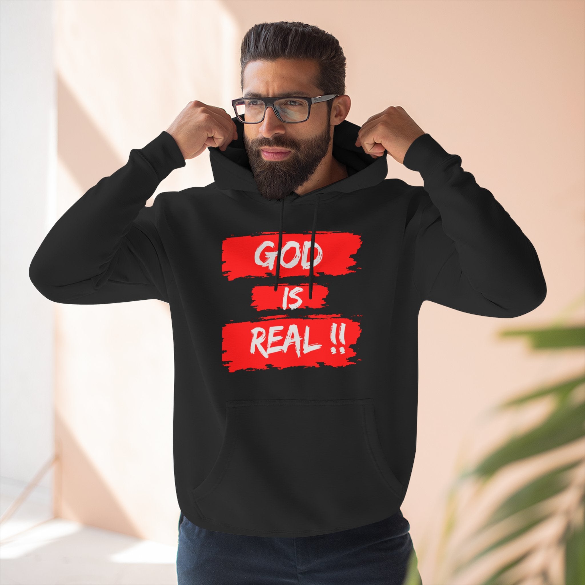 Hoodie - God Is Real Bold Brushstroke Faith Pullover