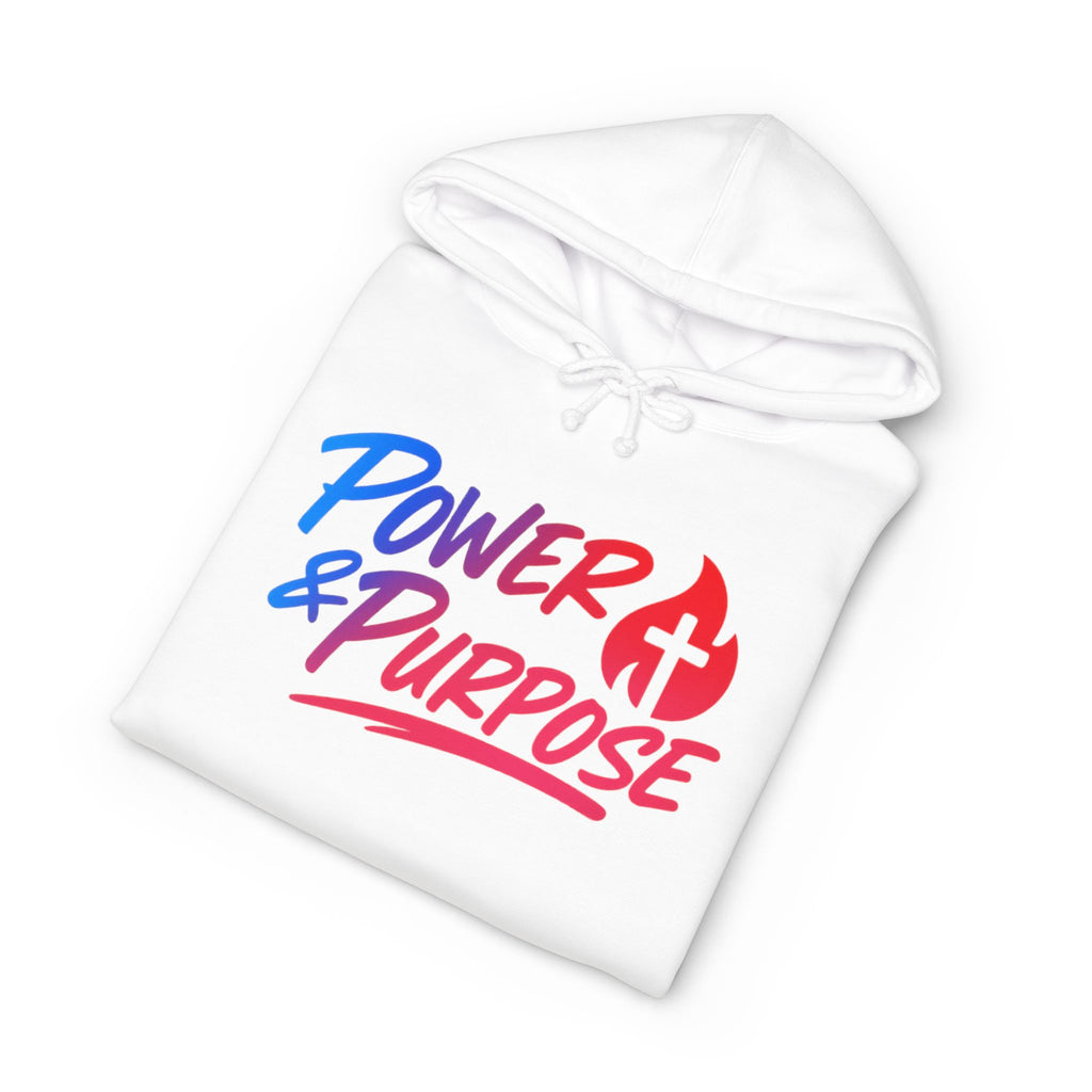 Power & Purpose Hoodie — Christian Faith Flame Cross Pullover