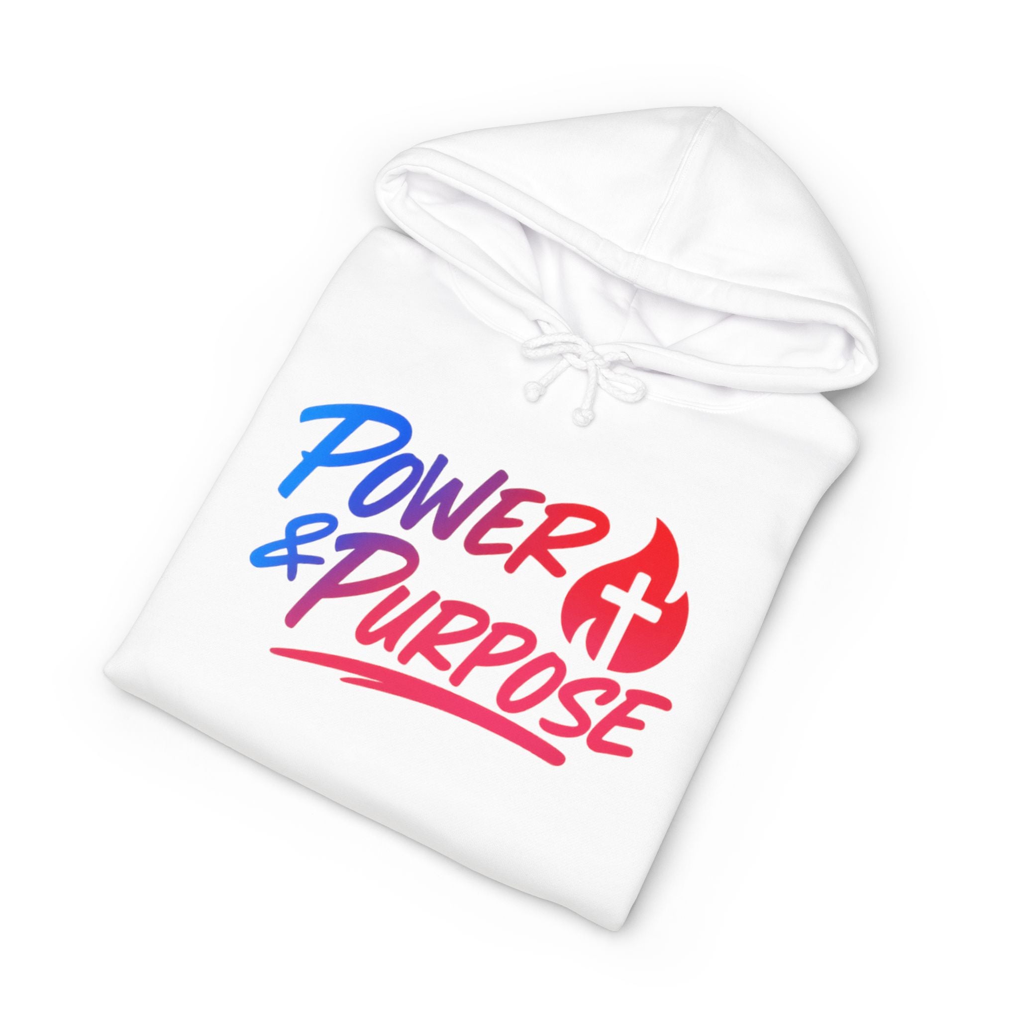 Power & Purpose Hoodie — Christian Faith Flame Cross Pullover