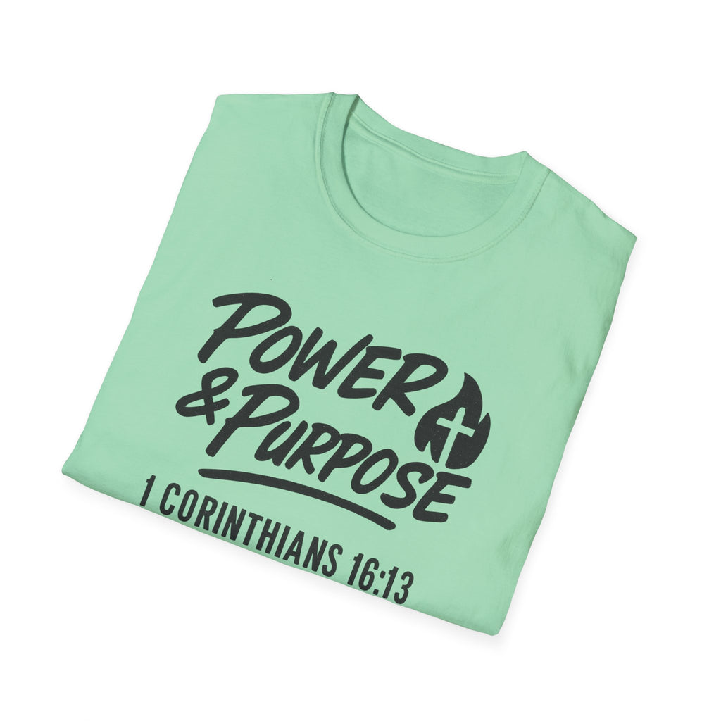 Power & Purpose T‑Shirt — 1 Corinthians 16:13 NIV Christian Faith Tee